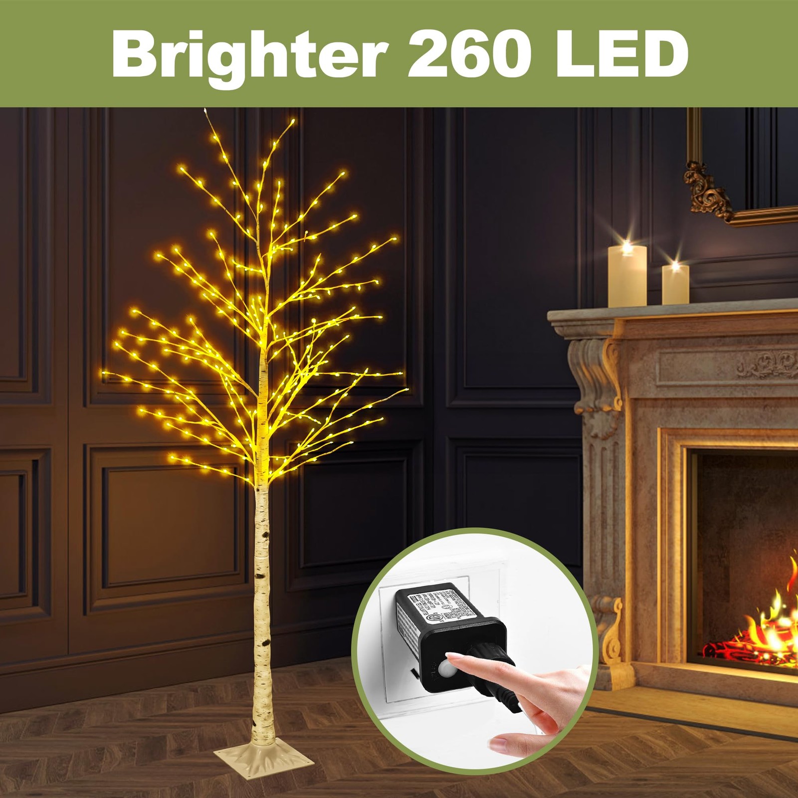 6FT Lighted Twig Birch Tree with Fairy Lights, 260 LED Birch Tree Lights with…
