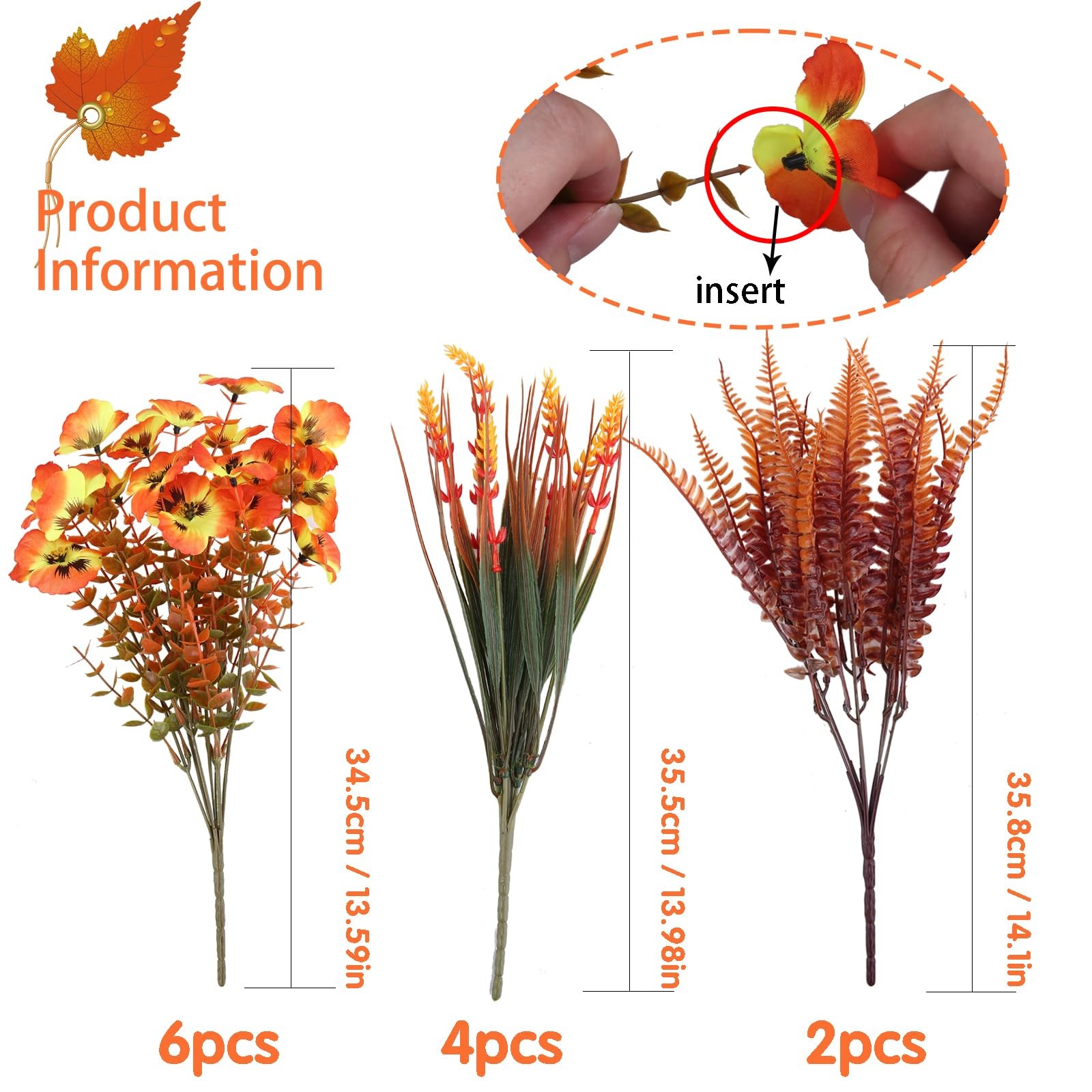 12 Bundle Artificial Mums Artificial Thanksgiving Flowers for Outdoors Fake S…