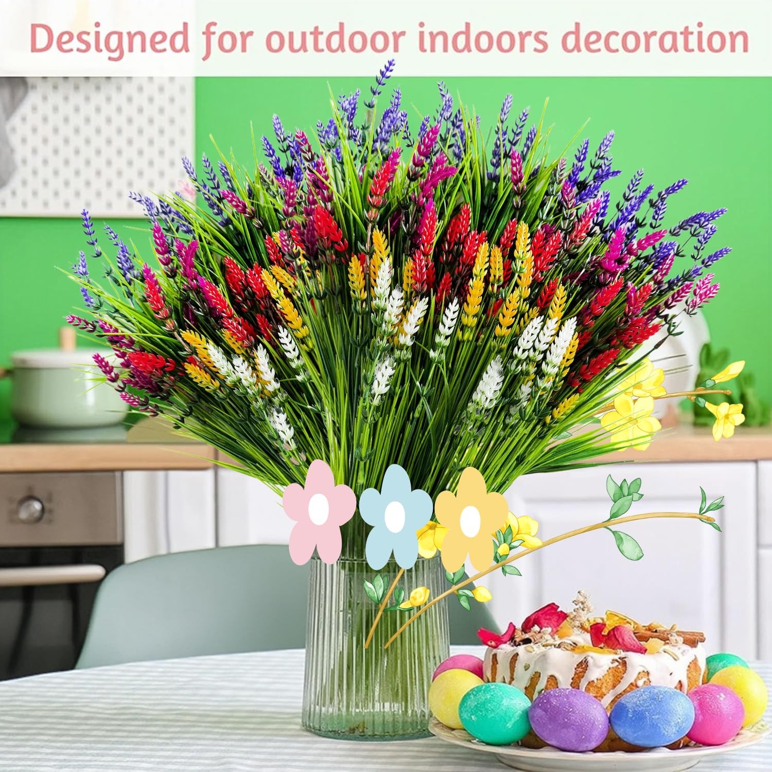 24 Bundles Artificial Lavender Flowers for Outdoors – Faux Silk Plastic Plant…