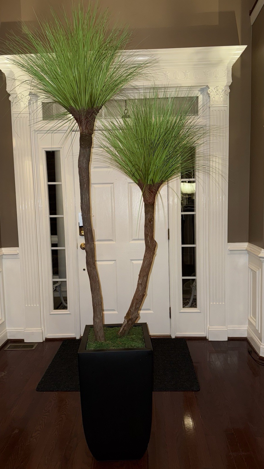 Artificial Great Palm Tree in Black Planter, Green Brown Houseplant Decor