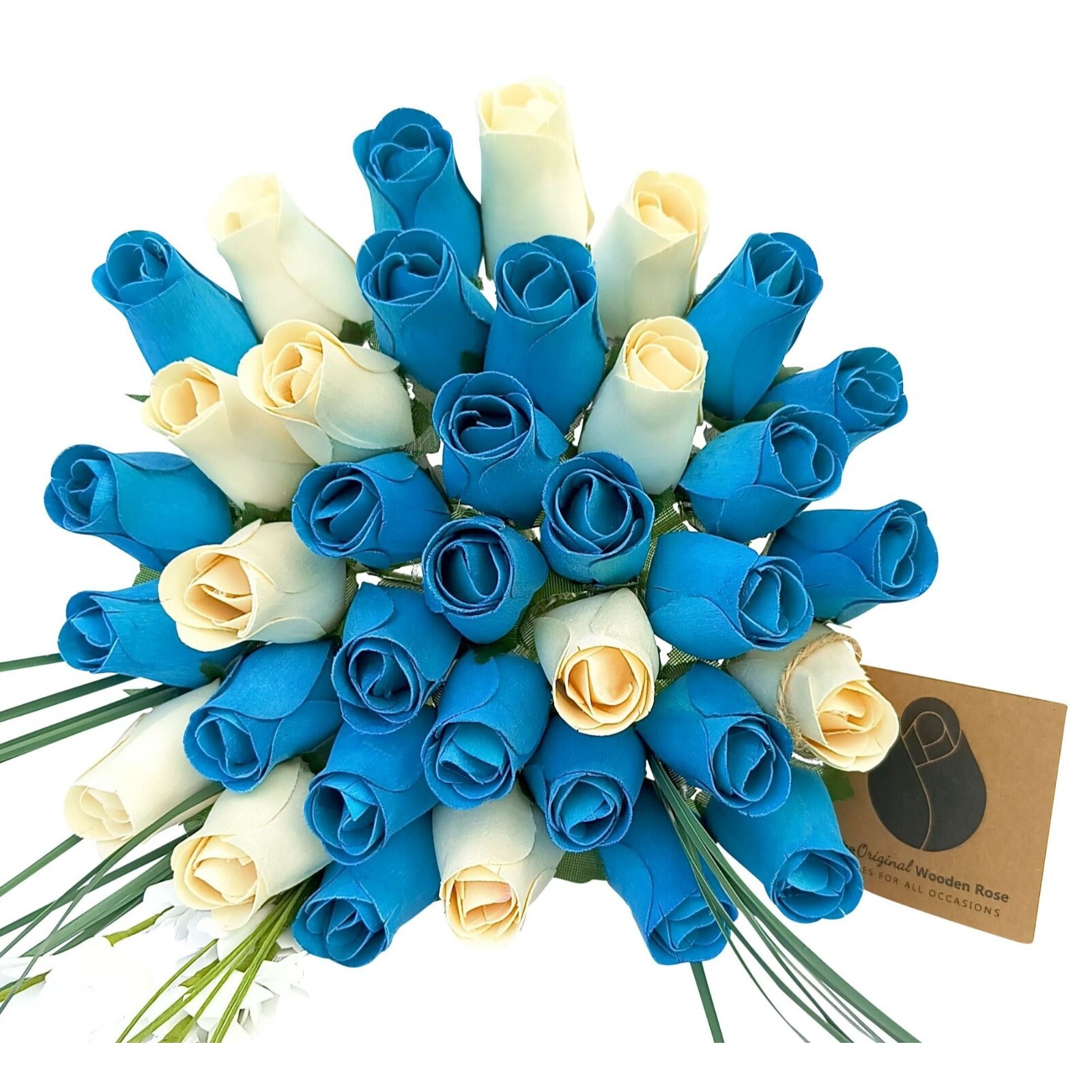 It’s A Boy Blue Flower Bouquet The Original Wooden Rose 1, 2, 3 Dozen