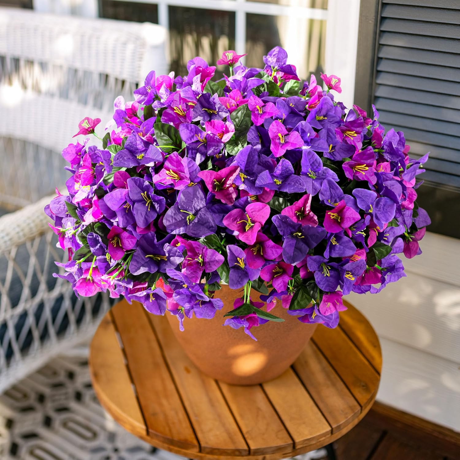 Artificial Flowers Plants for Outdoors Spring Summer Decor, 4 Bundles Fake Bouga
