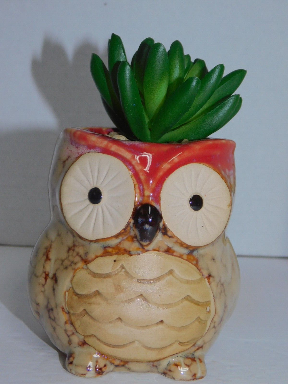 Artificial Succulent Plant in Owl Planter About 4 inch
