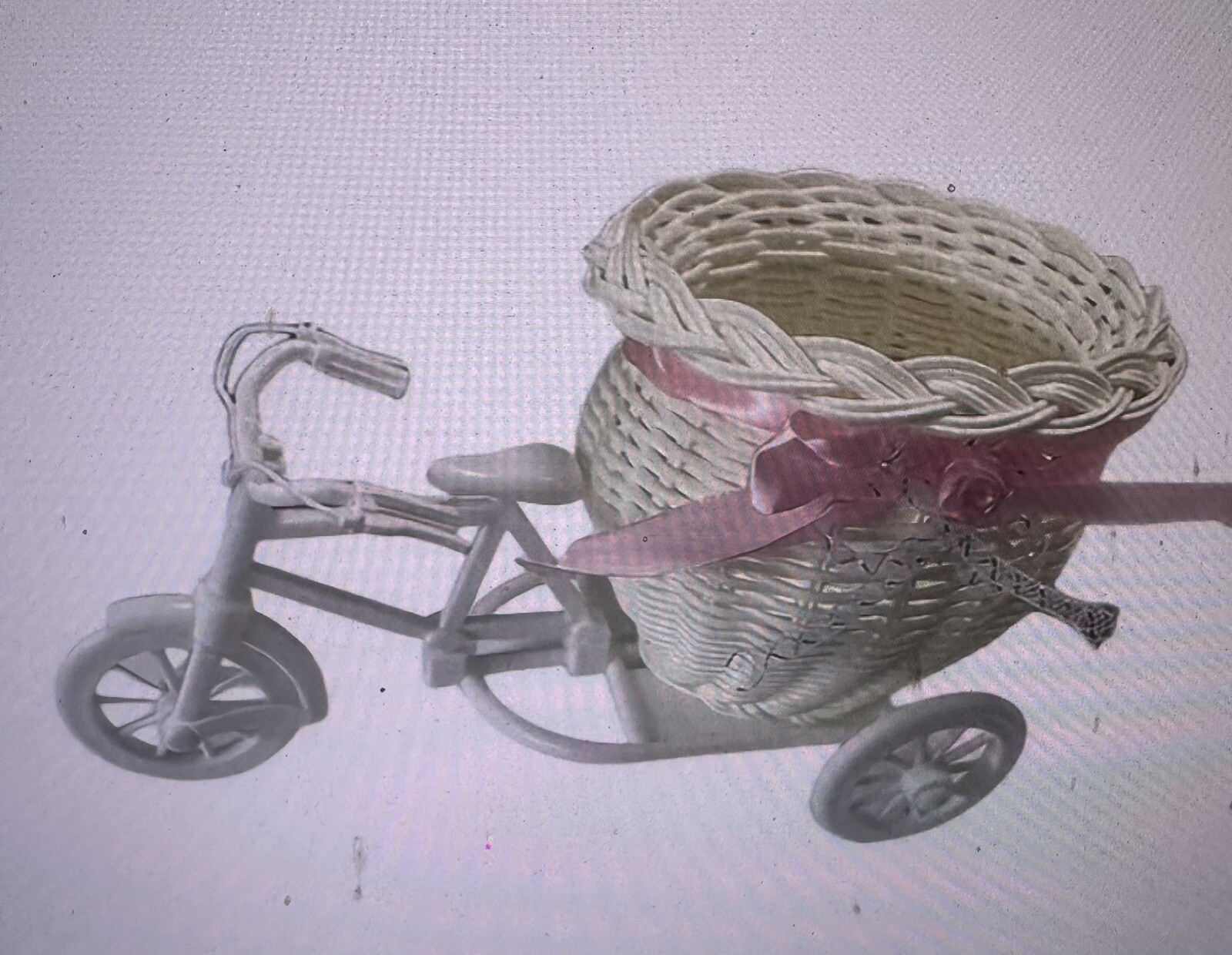 1pc Whimsical White Tricycle Bike Design Flower Basket For Mini Garden