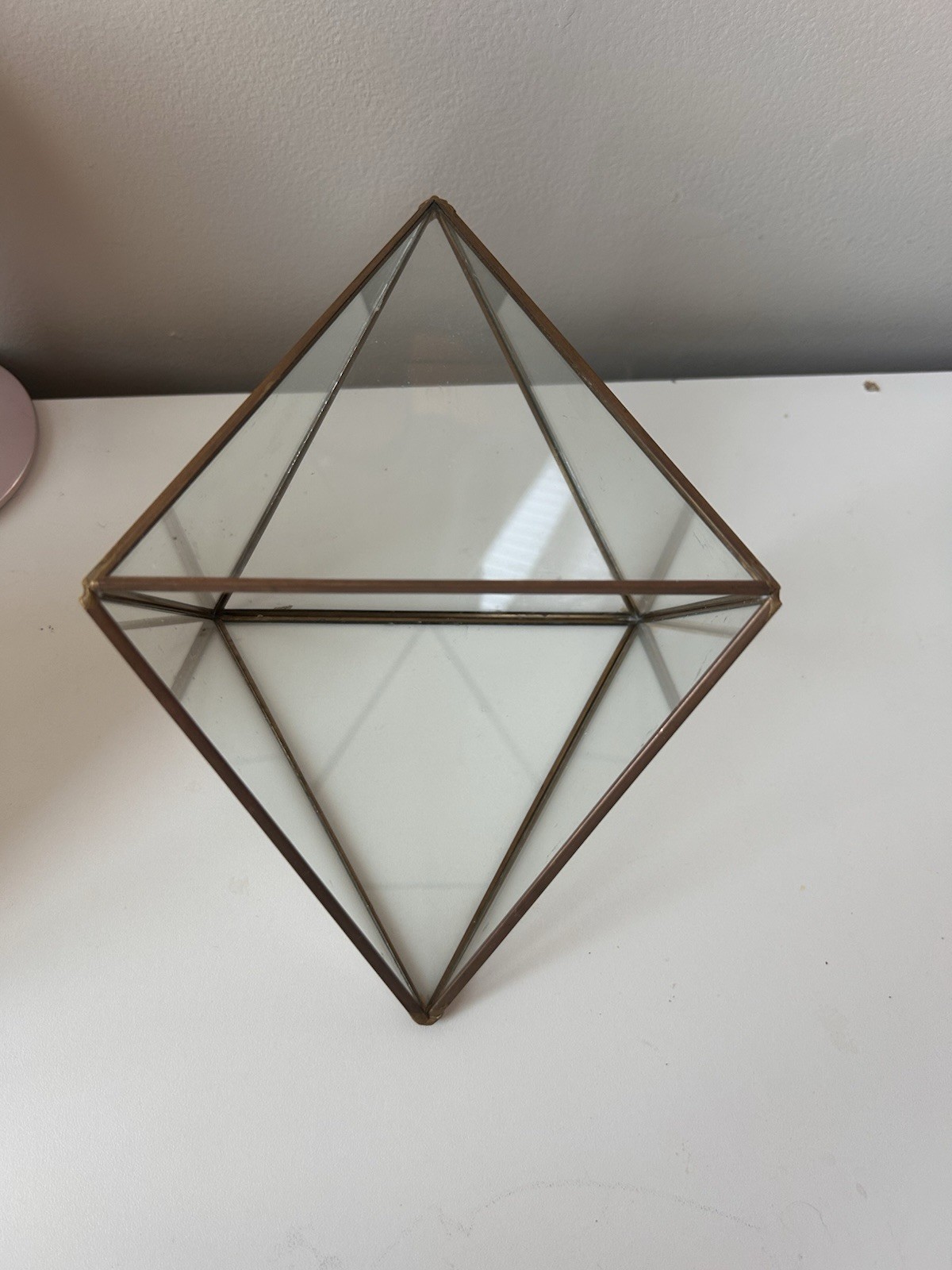 Gold Metal & Glass Geometric Succulent Terrarium