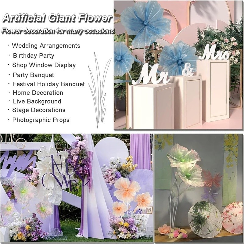 Artificial Silk Poppy Flowers W/ Adjustable Stems Home Decor Events Displays New