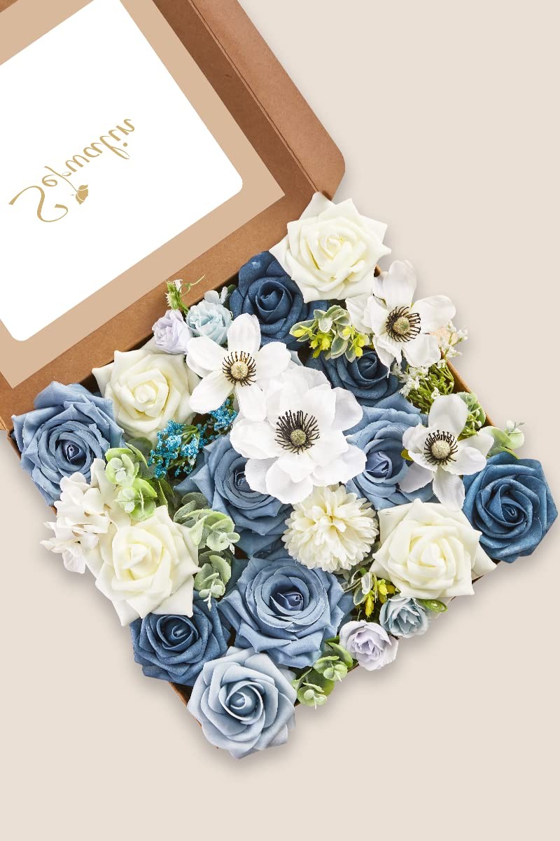 Dusty Blue Artificial Flowers Silk Flowers for Wedding Decor