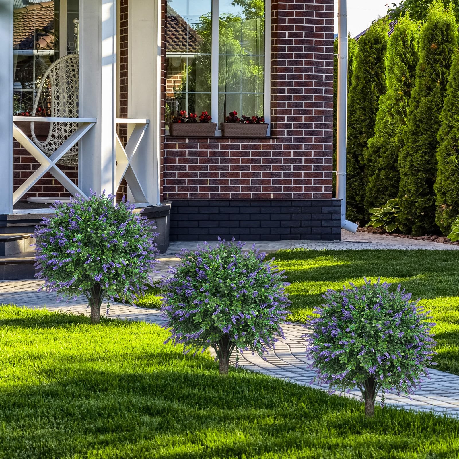24″ Artificial Boxwood Topiary Bushes UV Resistant for Outdoor 2PCS