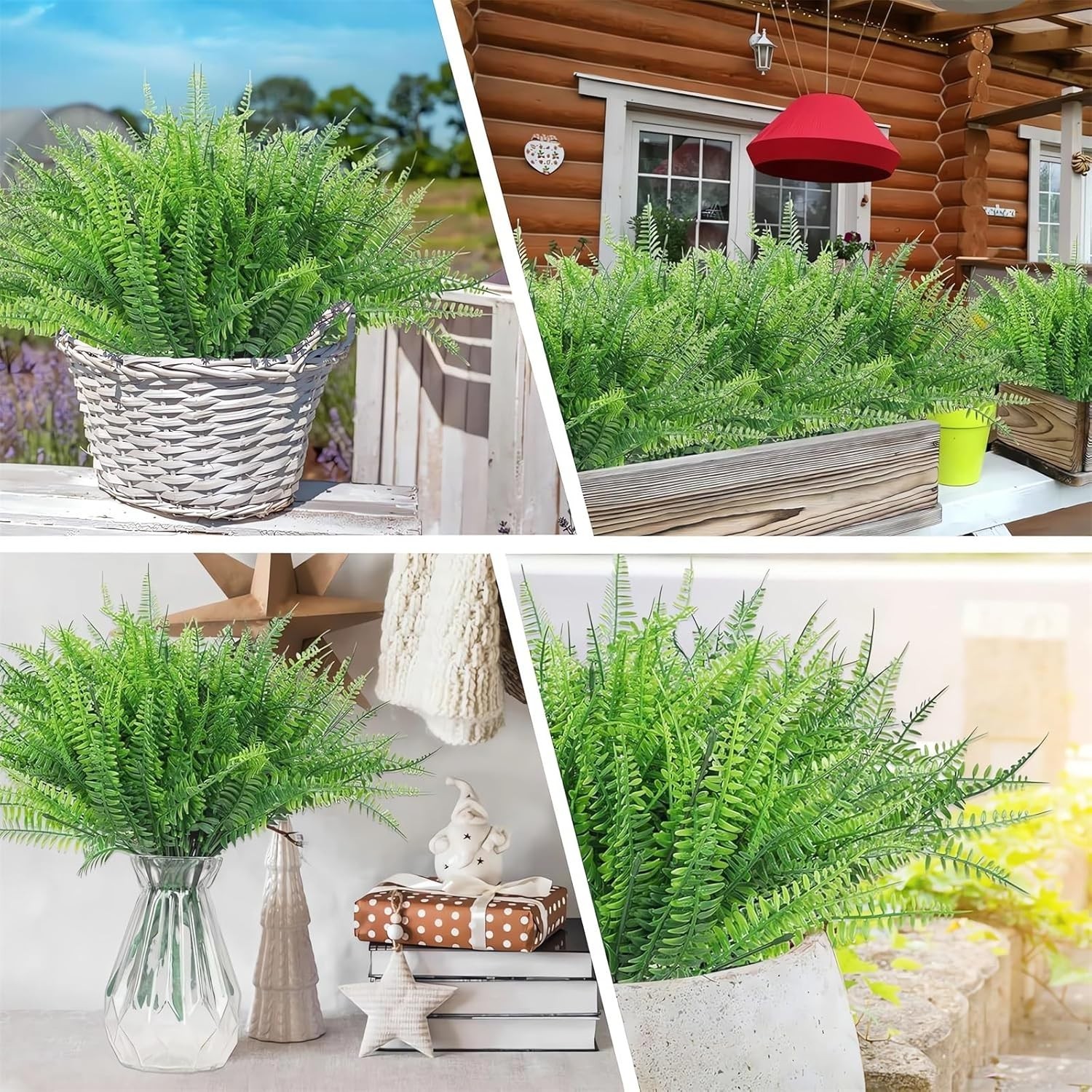 UV Resistant Lifelike Artificial Boston Fern – 2024 New Faux Boston Ferns Out…