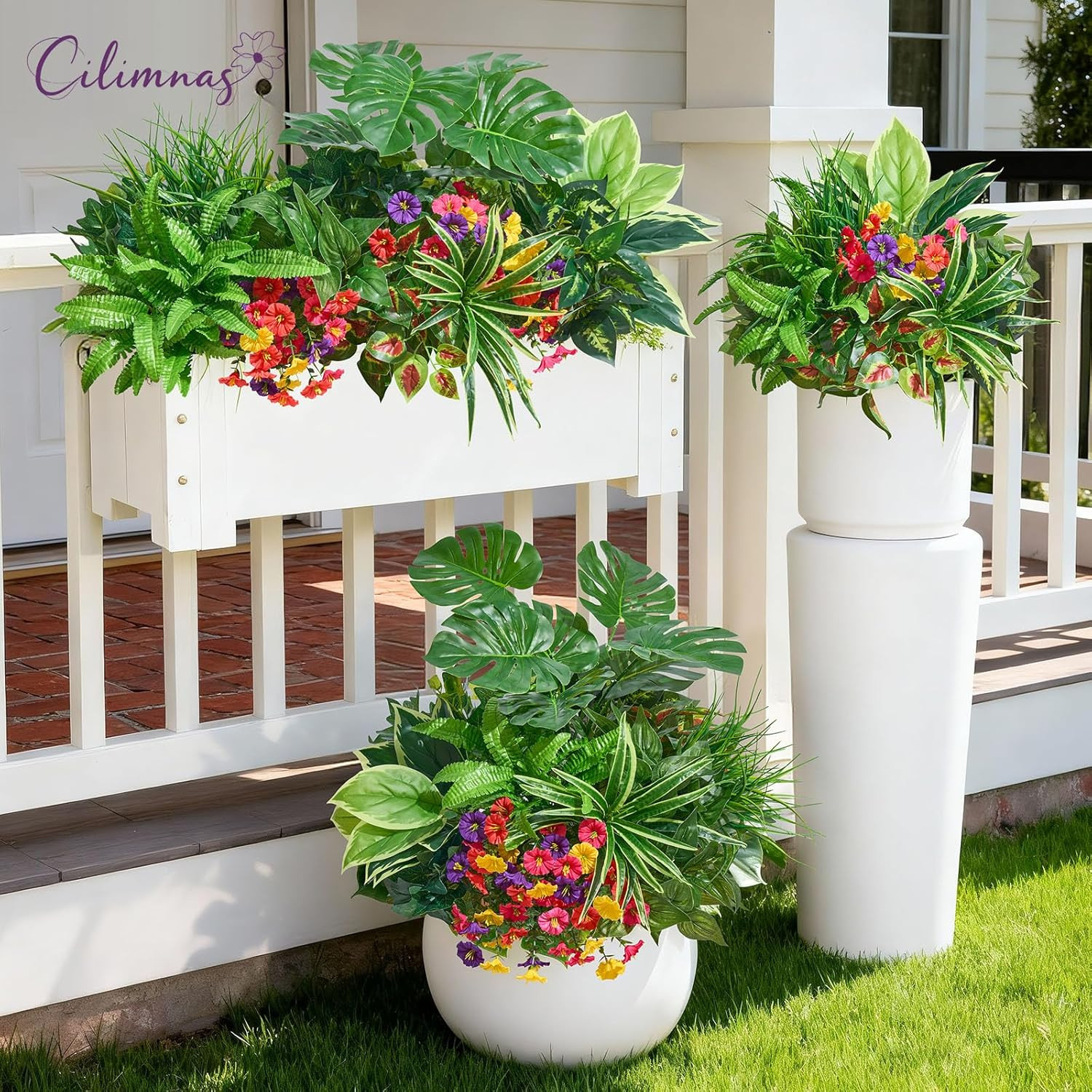18Pcs UV Resistant Faux Plants for Outdoor Decor, Garden & Patio Use