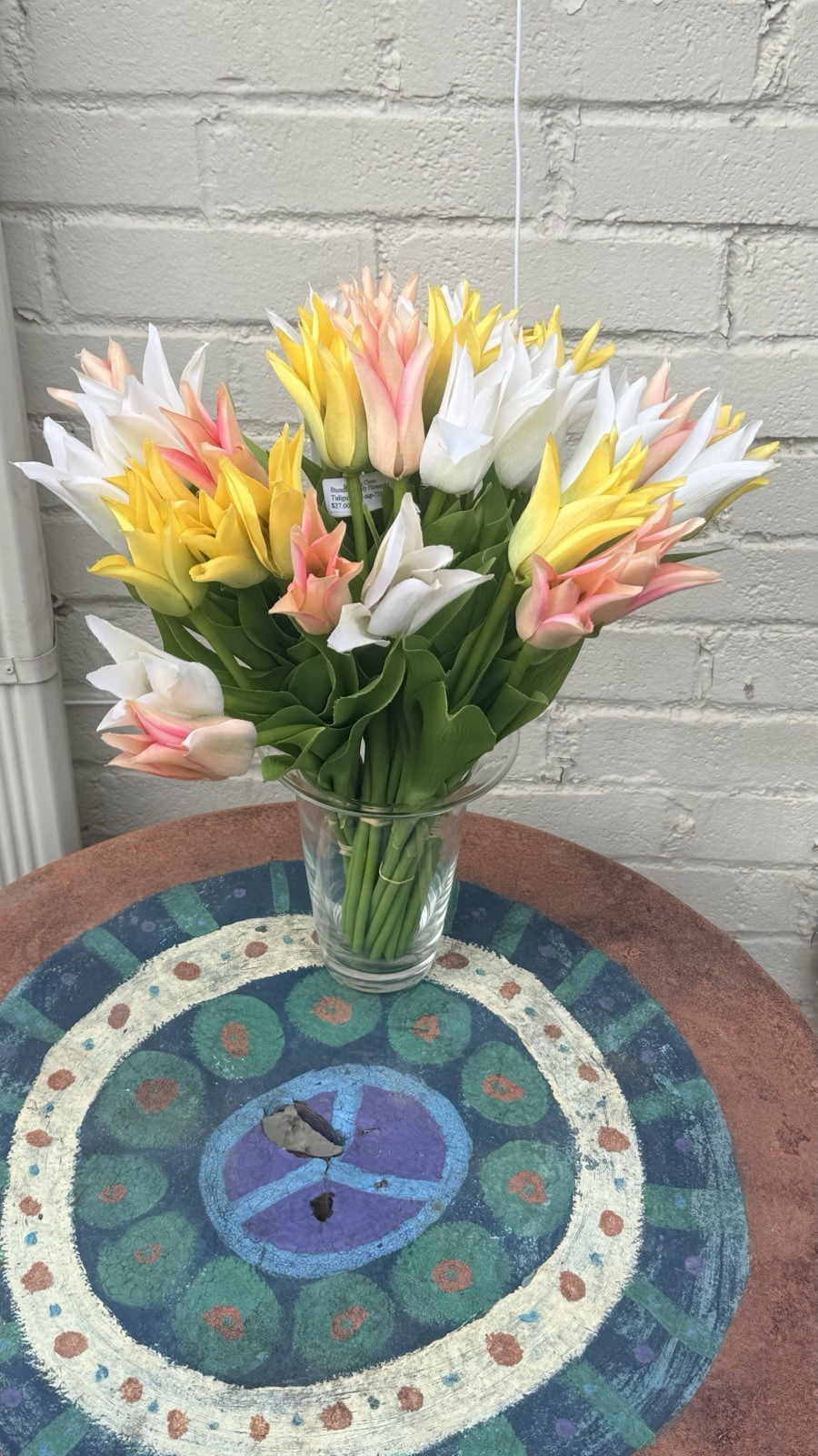 Bundle of 6 Lily Flower Tulips, Peach Yellow and White Artificial Flowers