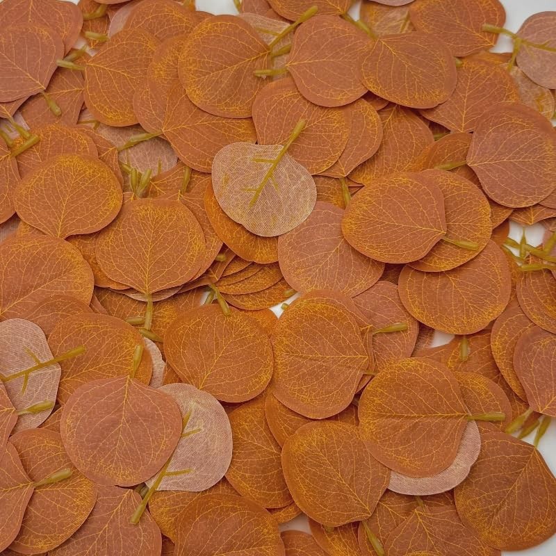 200 PCS Brown Mini Fall Leaves Decor Fake Eucalyptus Crafts Wreath Table Party