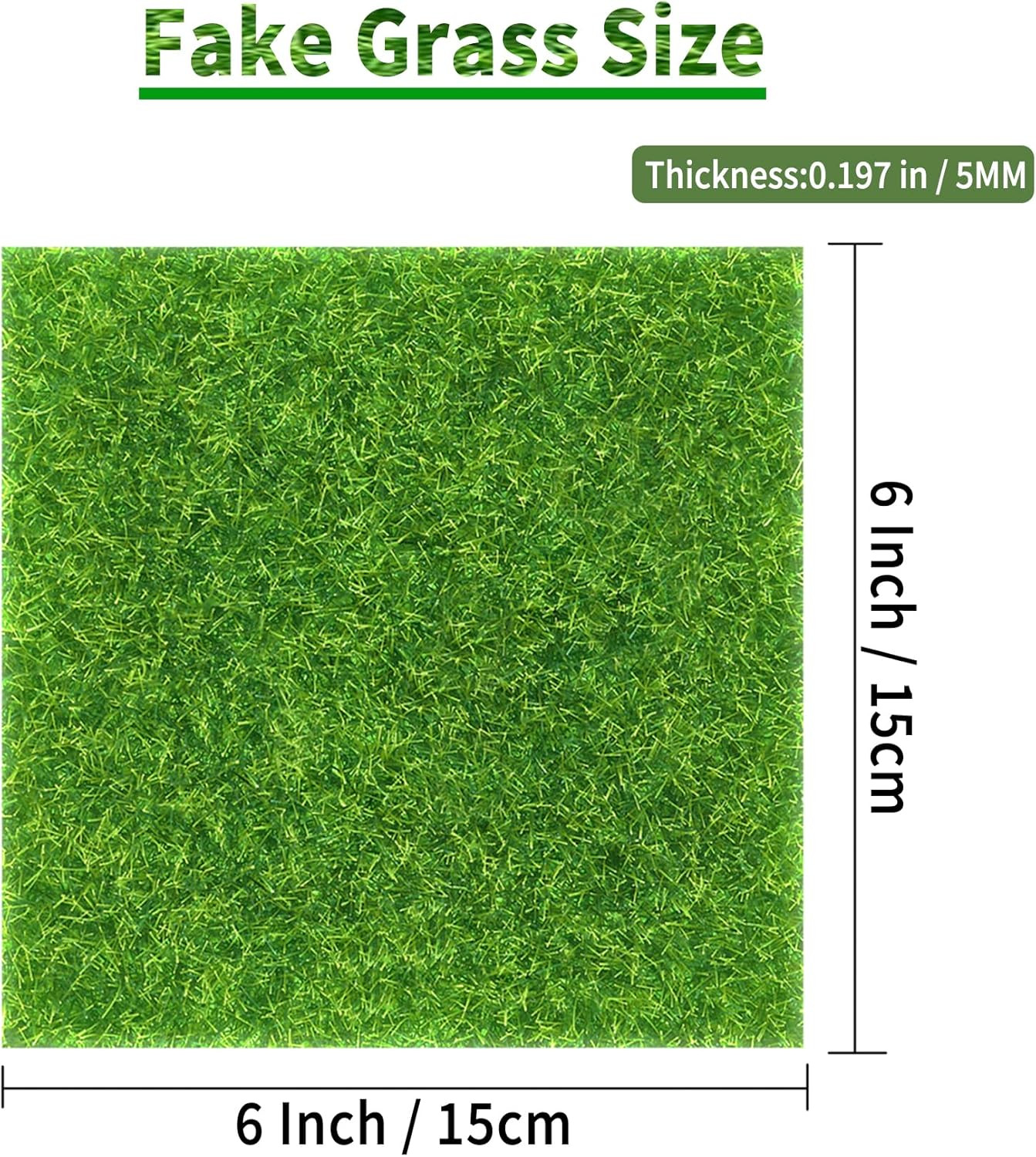 4 Pcs 6 X 6 Inch Fake Grass Decor for Crafts, Artificial Grass for Miniature