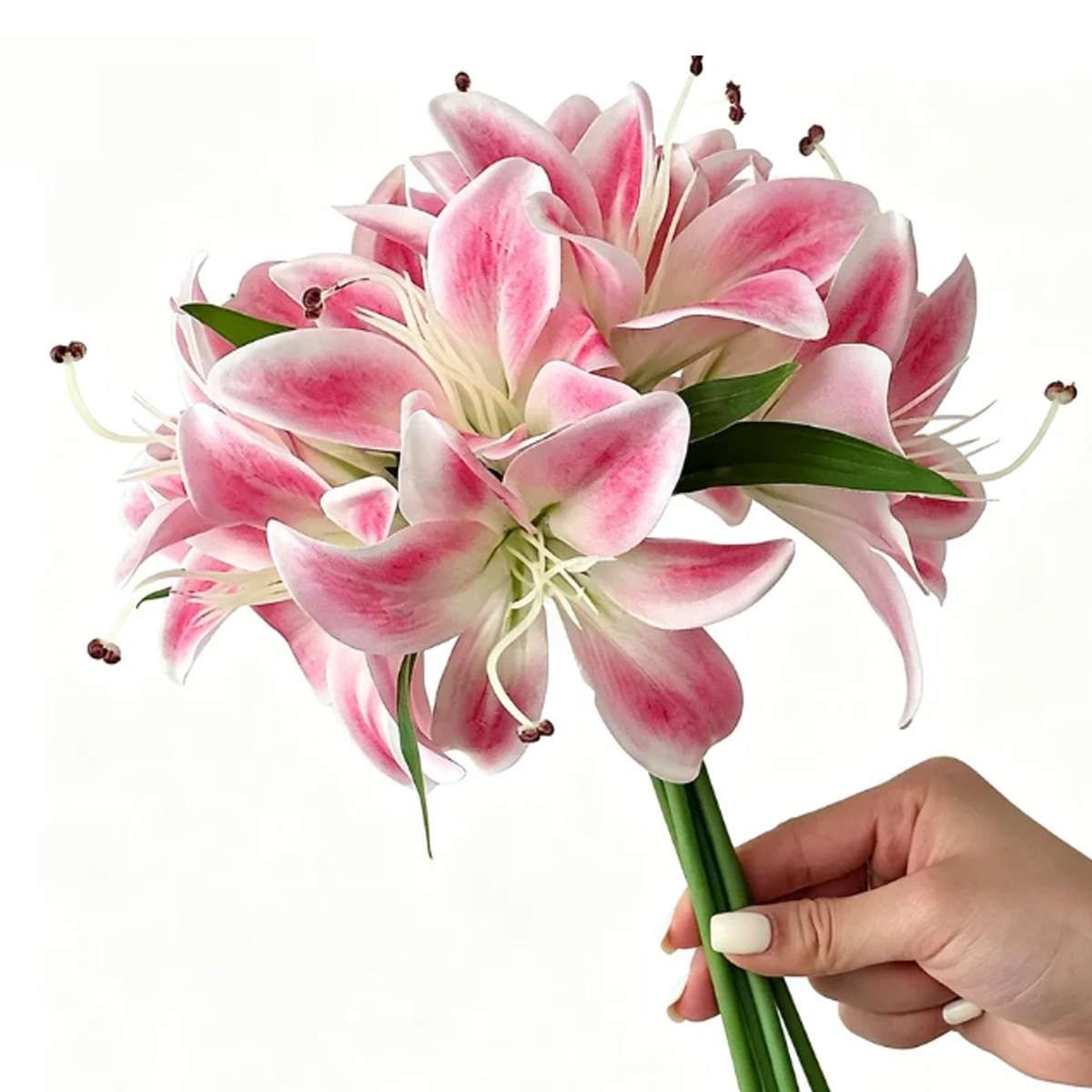 Lot Artificial Lily Flowers Faux Plant Bouquet Garden Home Decor UV Resistant