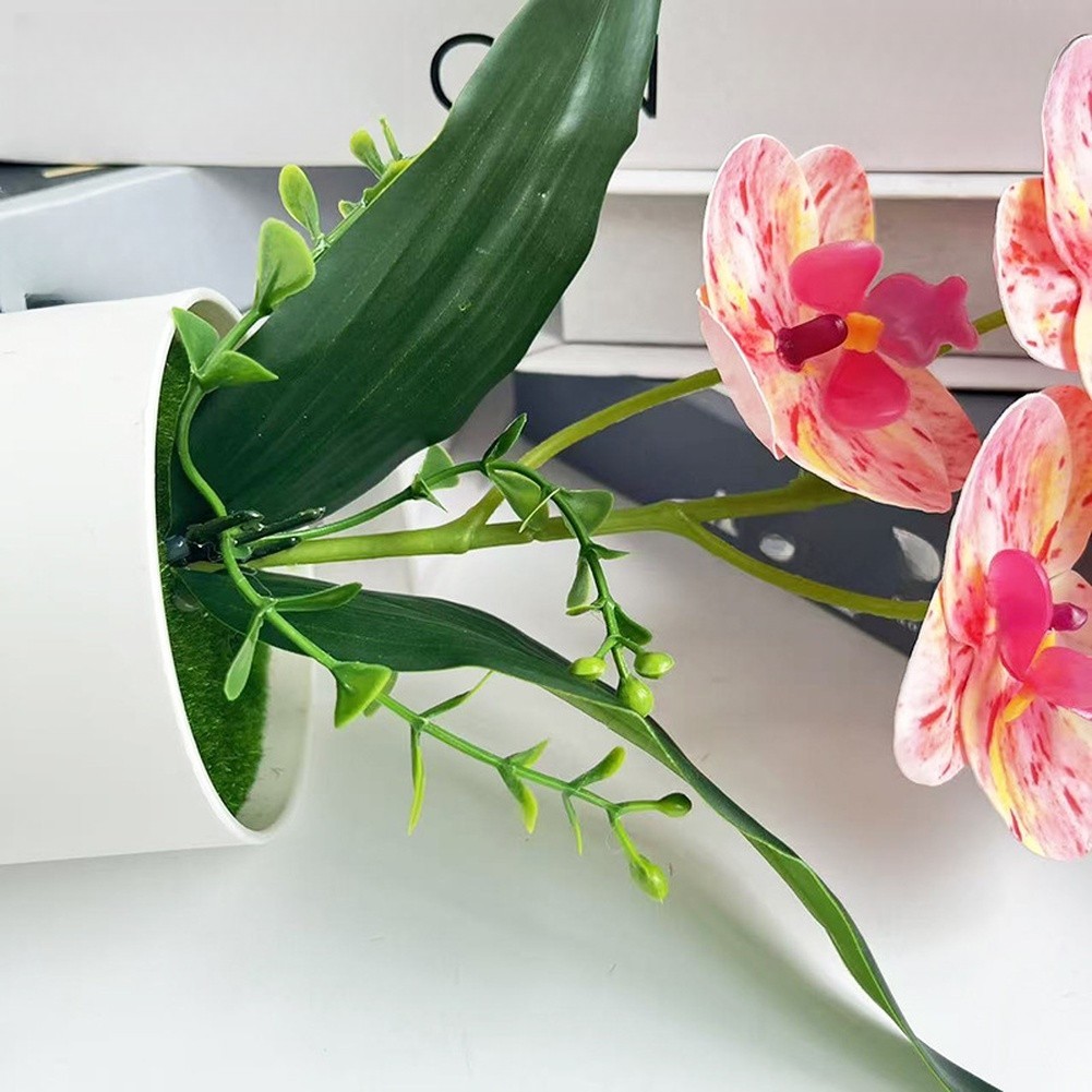 5 Flower Artificial Phalaenopsis Orchid Potted Plant for Wedding Home Decor