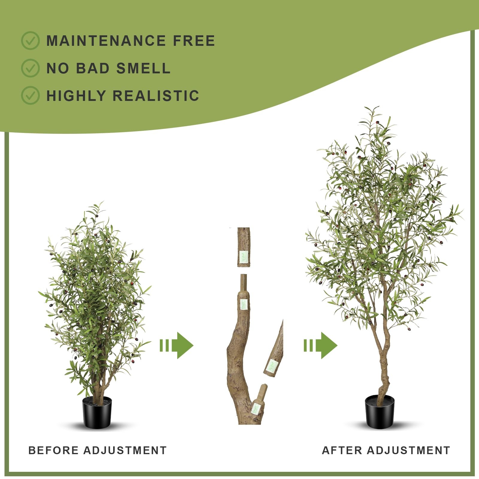 7ft Faux Olive Tree – Fake Potted Olive Silk Tree with Planter Natural Olive …