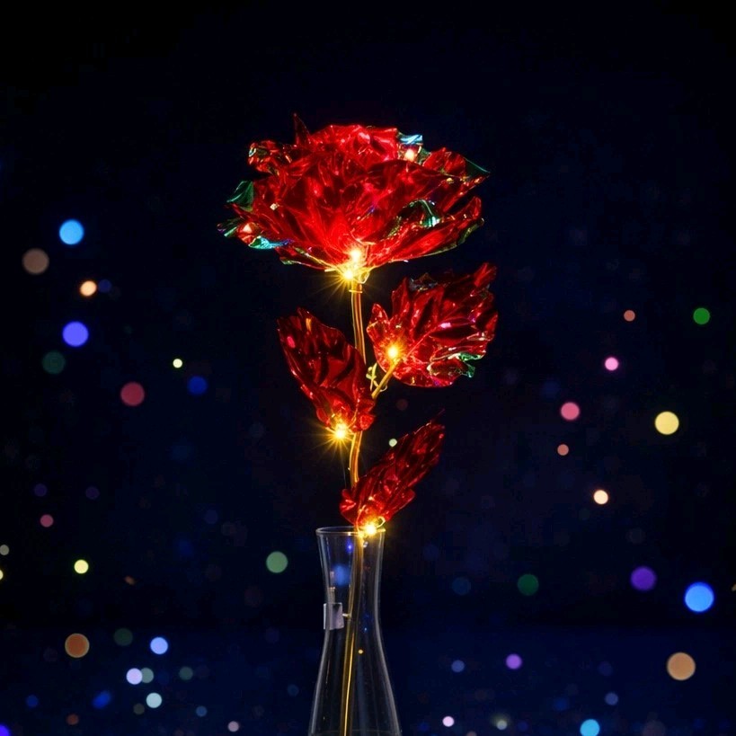 18 Inch Red Rose Jumbo Galaxy Rose Stem LED Light-Up Rose Valentine’s Day Gift