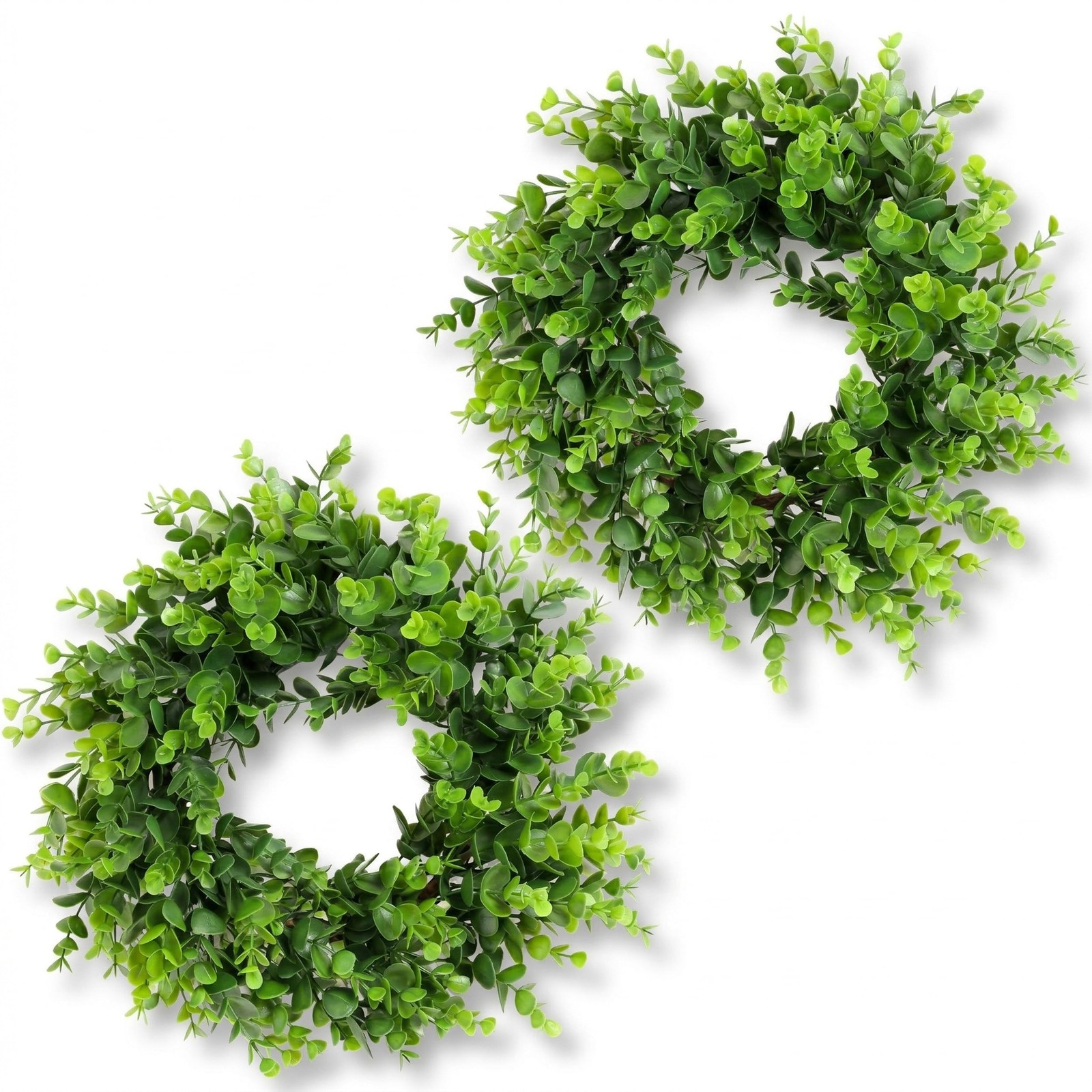 Plamyi 13″ 2 pcs Mini Boxwood Wreath – Faux Green Wreaths for Decorating, Can…