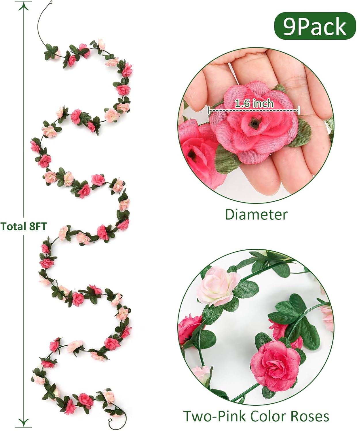 Artificial Flower Garland Silk Rose Vines Wedding Arch Hanging Floral Home Decor