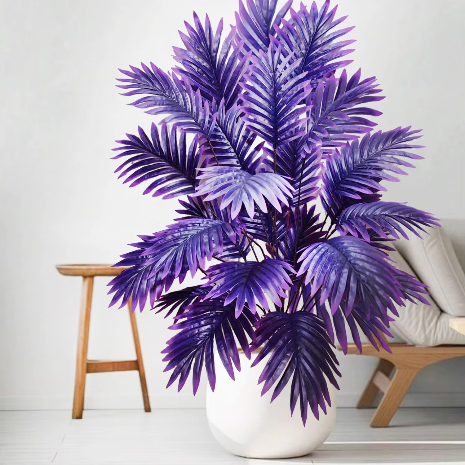 45-125CM Artificial Palm Tree Tropical Fake Plant Green Faux Palm Leaf Branch