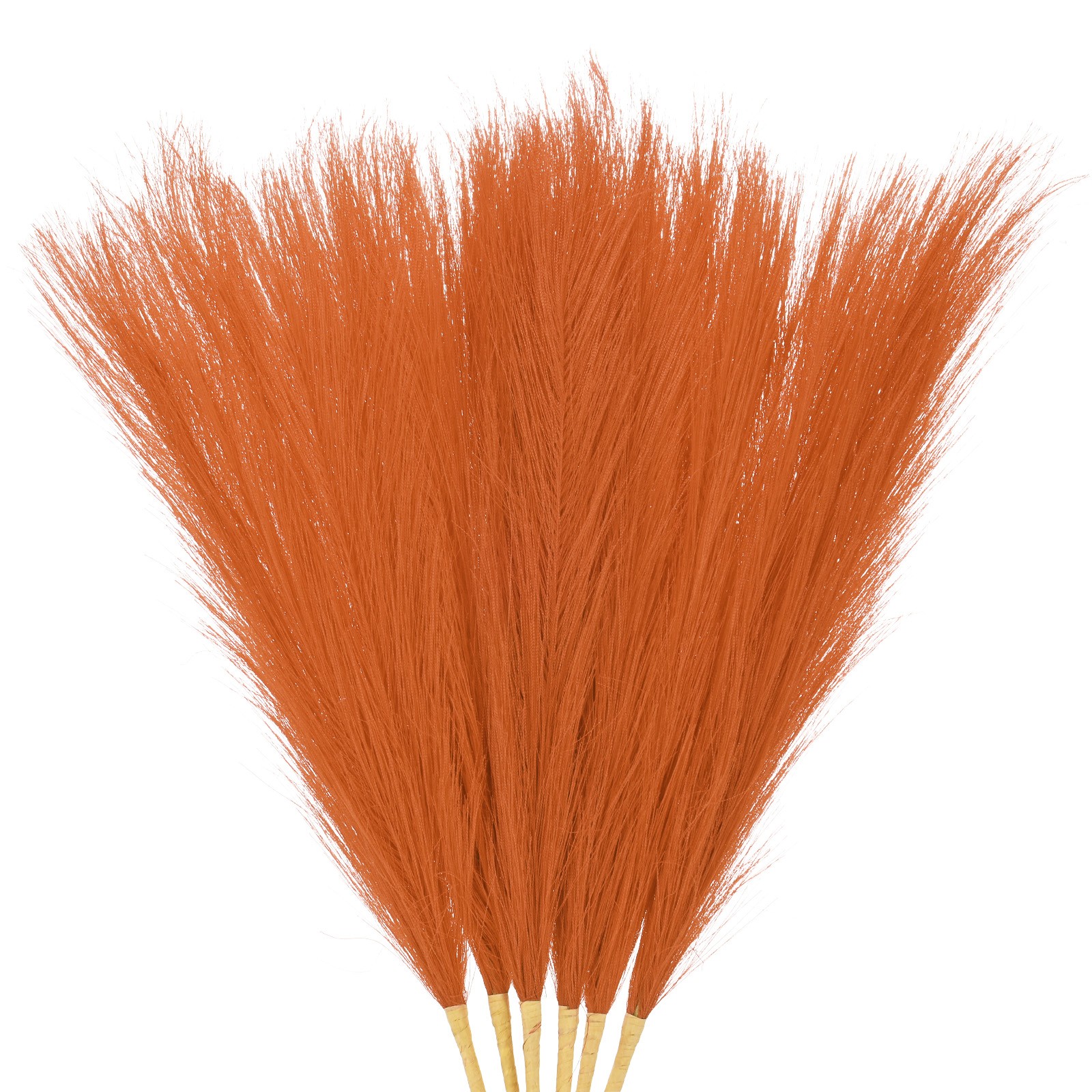 6-Pack Faux Pampas Grass 21.7 Inch for Home Decor/Wedding [Orange]