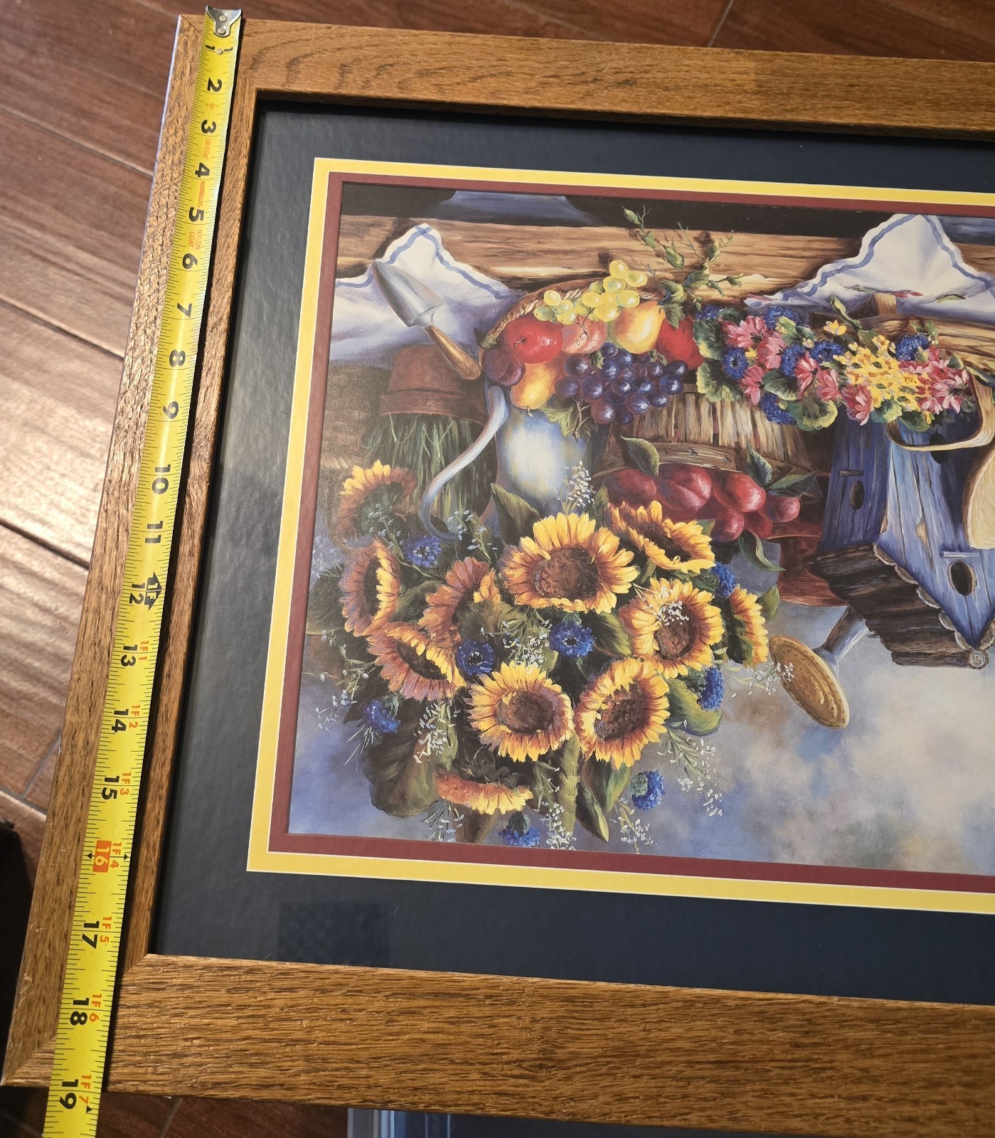 Country Birdhouse Framed Art Home Interiors & Gifts Solid Oak Frame 23” X 19”