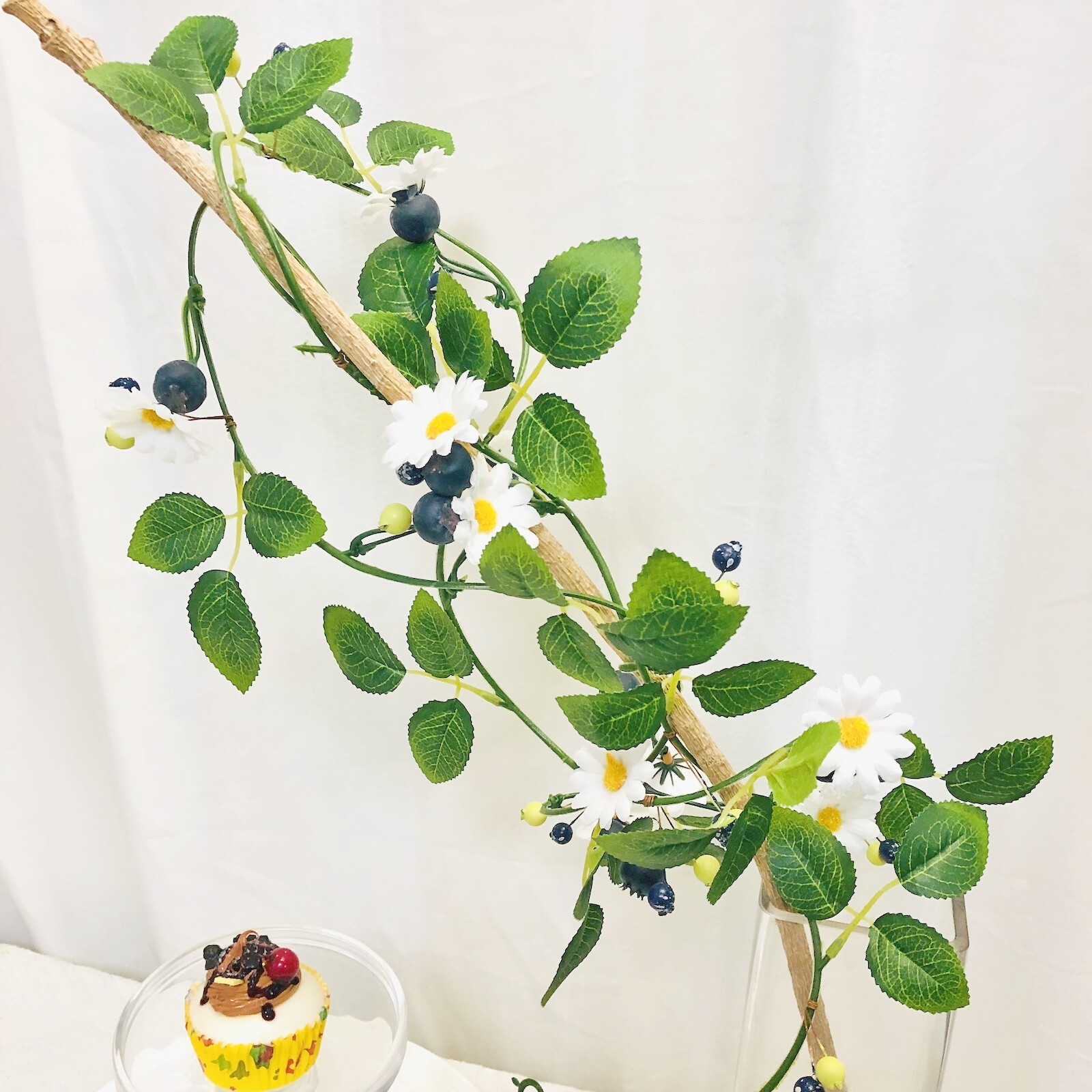 Artificial Blueberry Flowers Plant Vine Garland for Wedding Birthday Home Decor