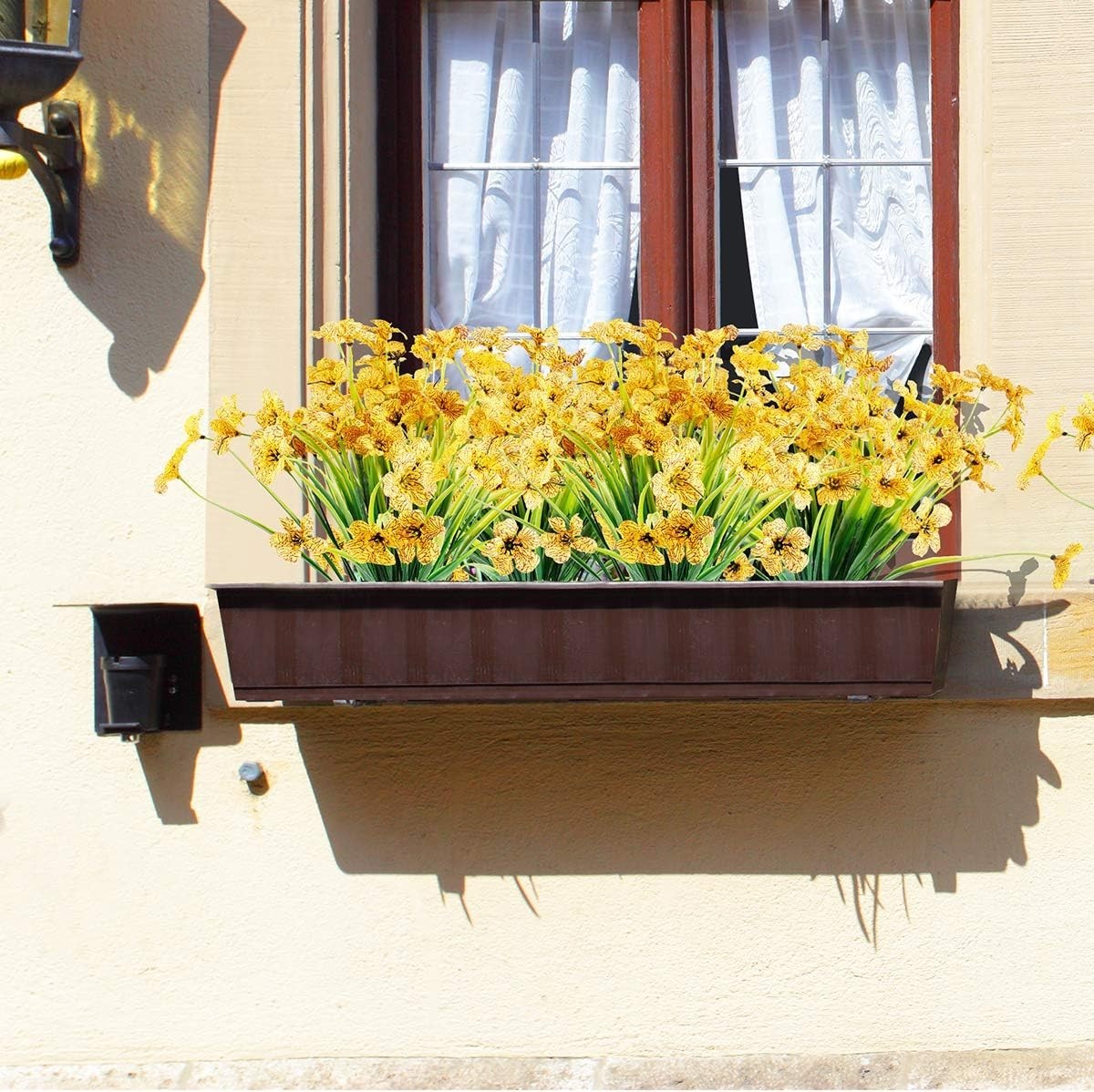 20 Bundles UV Resistant Yellow Artificial Flowers for -Round Home Decor