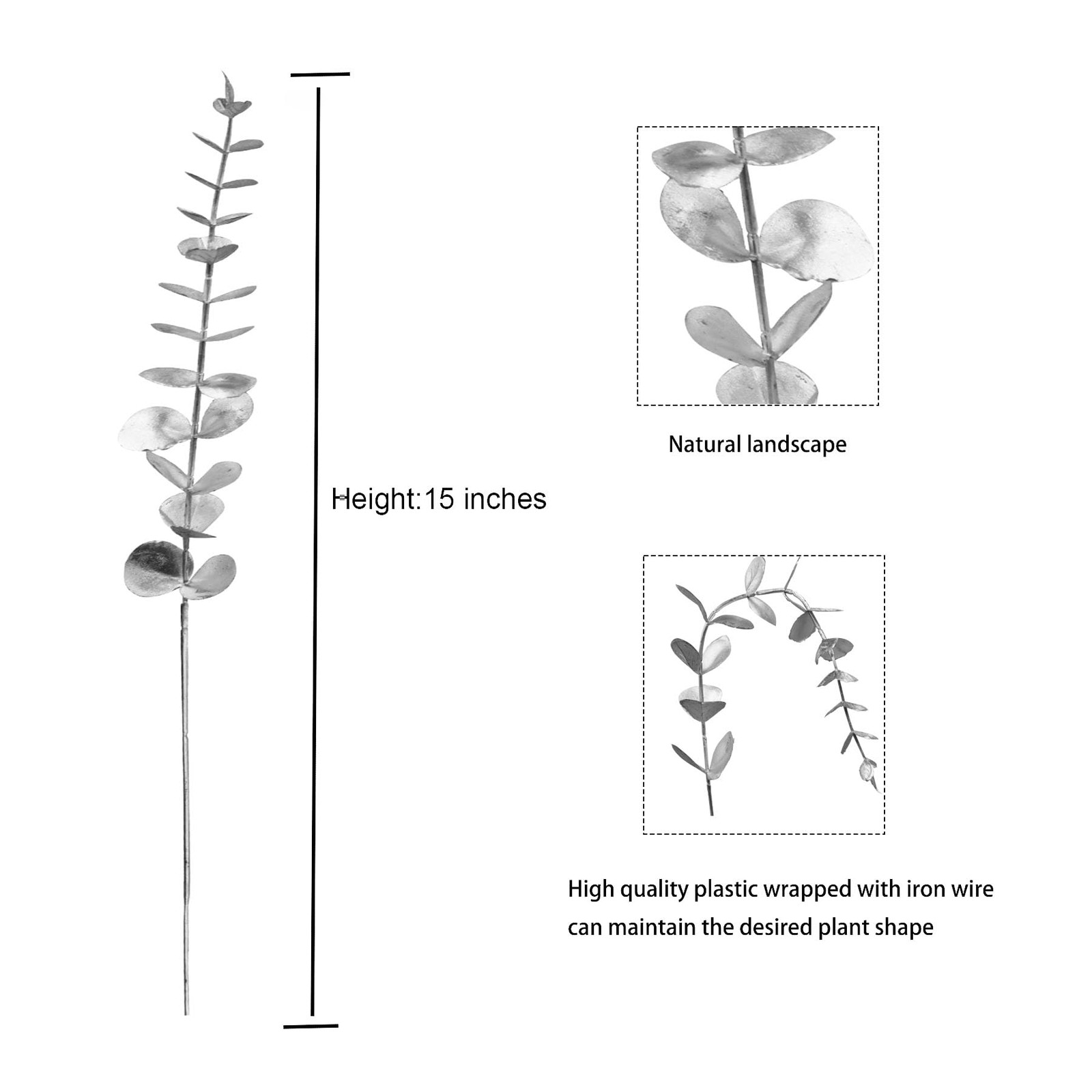 36 Pcs Silver Artificial Eucalyptus Stems 15”Fake Eucalyptus Leaves Decor Fa…