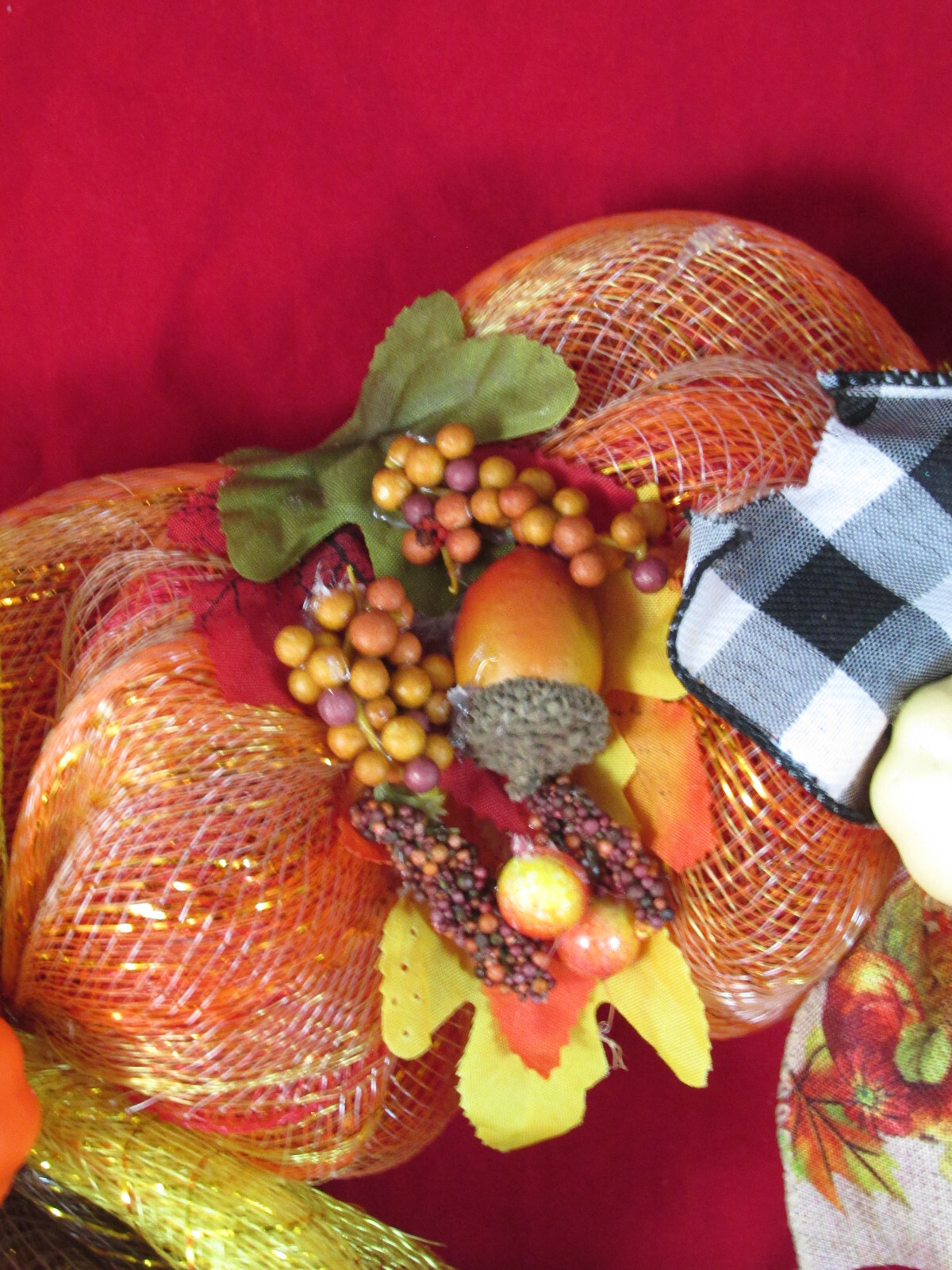 Fall Bubble Cruffle Deco Mesh Ribbon Wreath