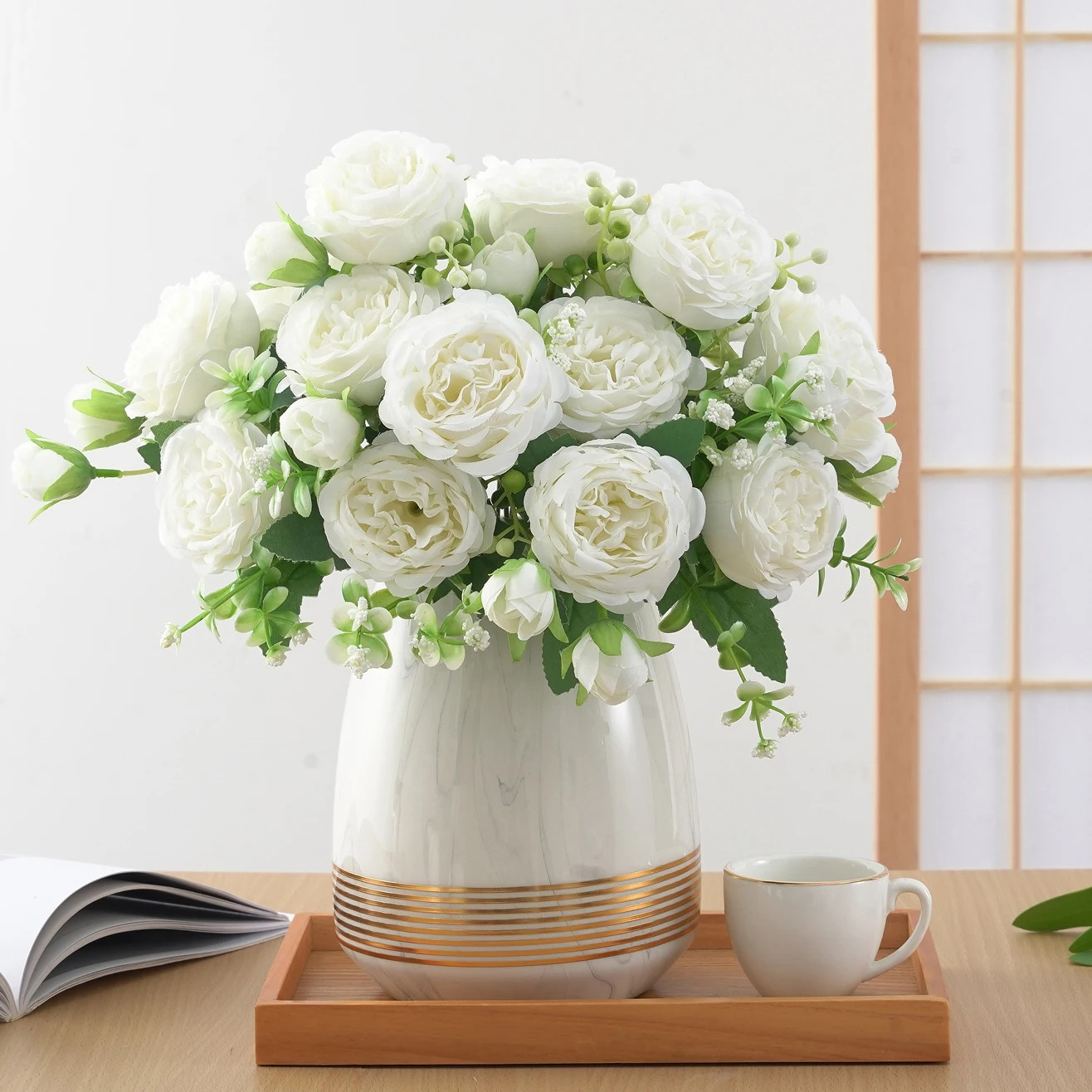 Artificial Silk Peony Flowers Fake Flower Faux Bouquet For Weddings Display HOT