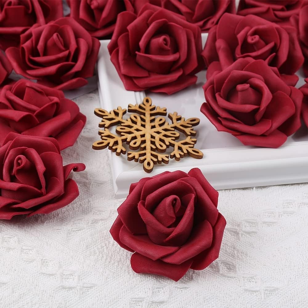 Burgundy Foam Roses, 100 Pack – DIY Wedding Decor