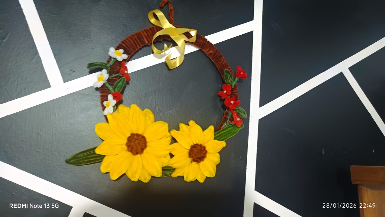 Handmade Yellow Sunflower Wreath Summer Spring Home Wall Decor Housewarming Gift