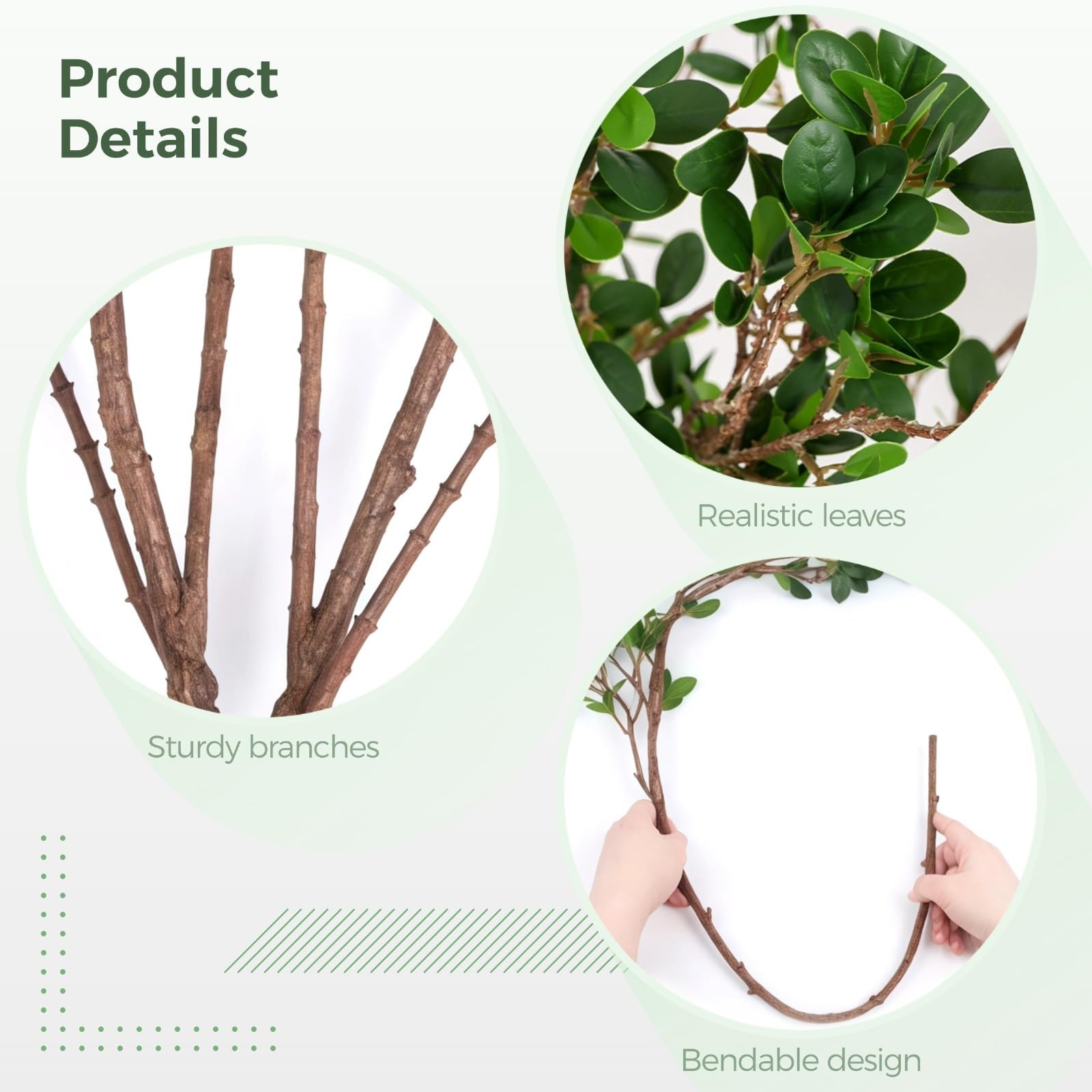 6 Pcs Artificial Plants Green Milan Leaf Branches, 45 in Faux Greenery Stems …