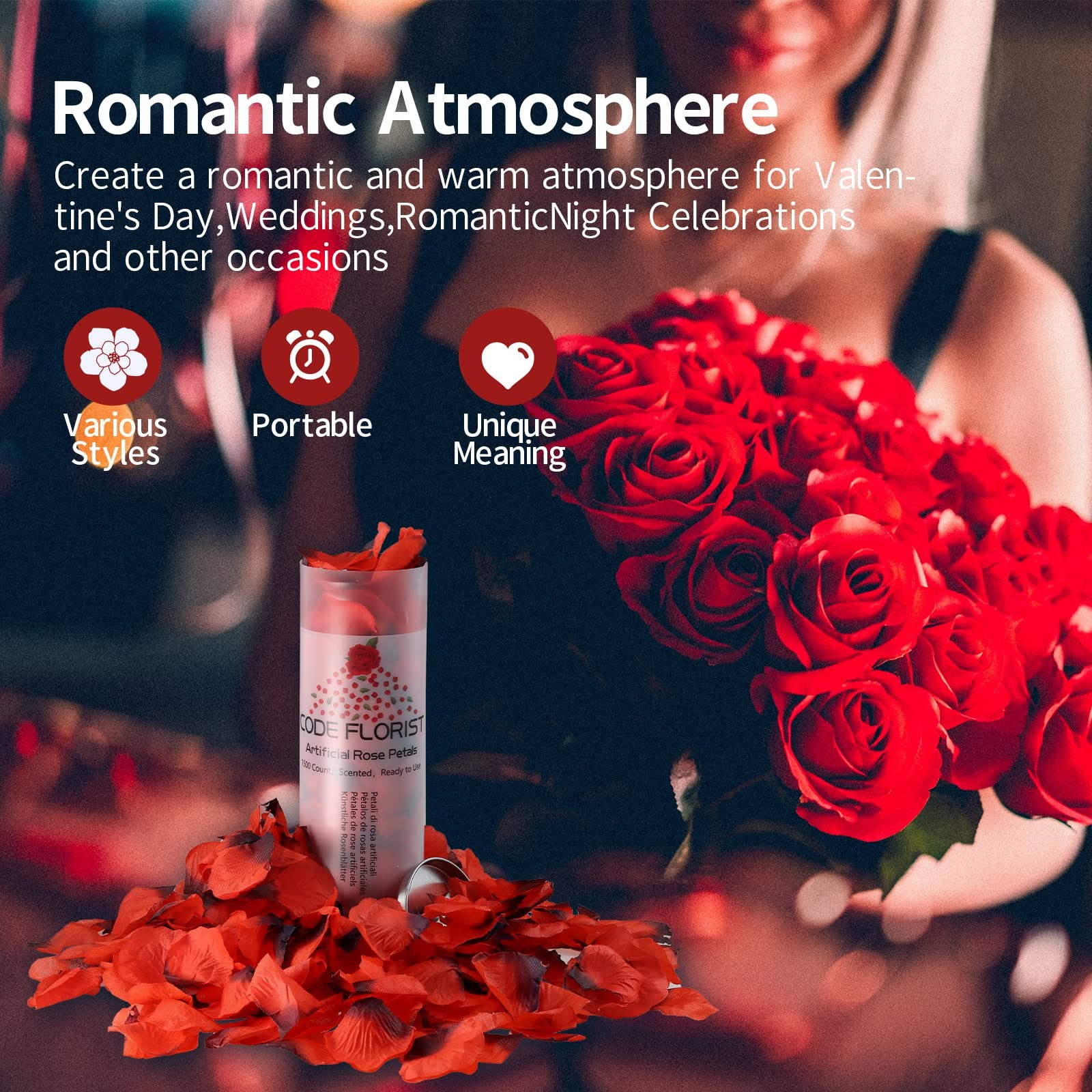 1500 PCS Dark-Red Silk Rose Petals for Valentine’s Day,Romantic Night,Wedding