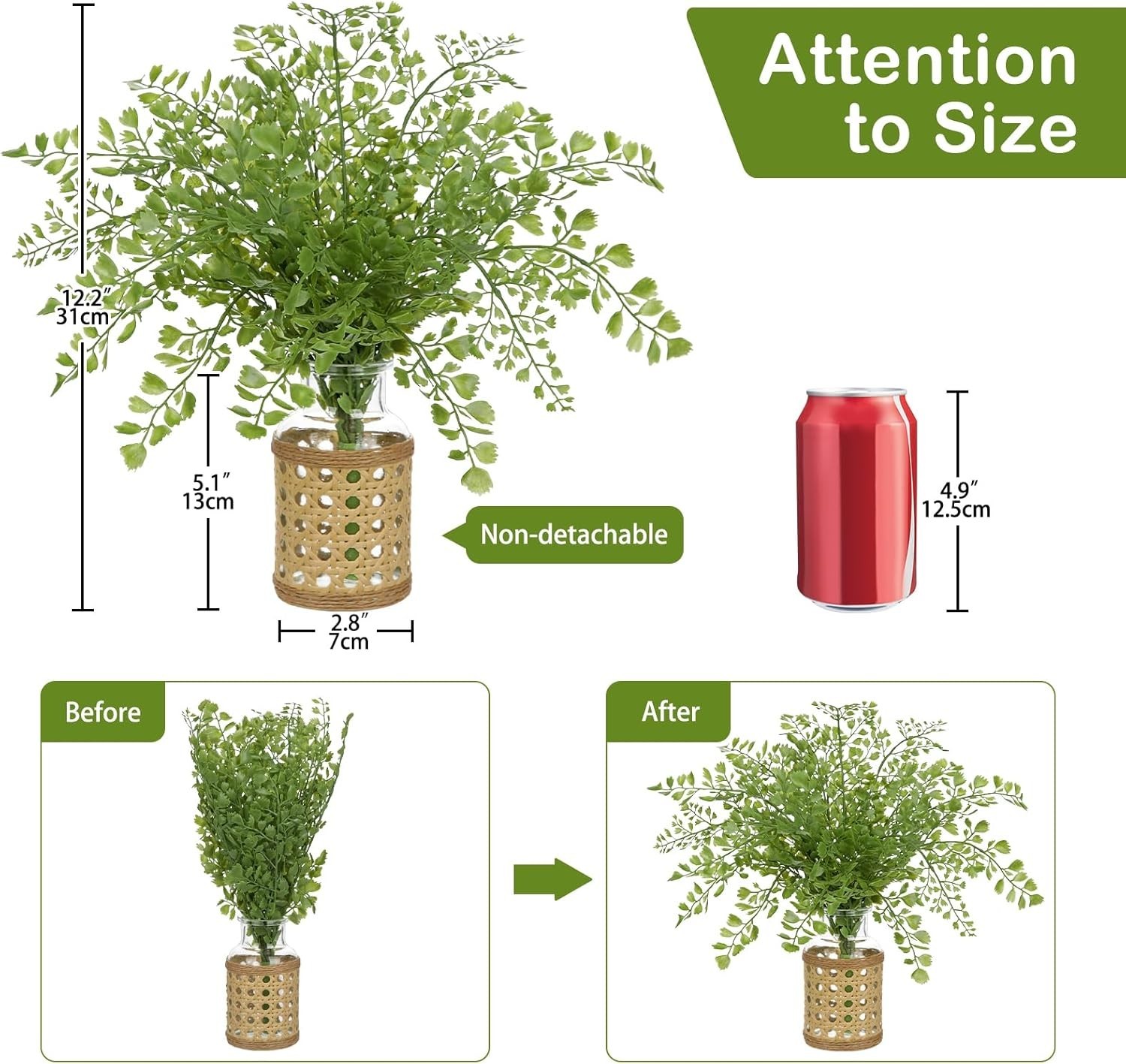 Elegant Artificial Fern in Mini Glass Vase – Perfect for Home Decor Centerpieces