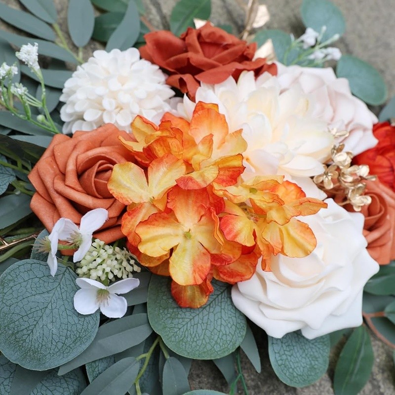 Burnt Orange Wedding Arch Flowers Kit Artificial Floral Decoration Easy Install
