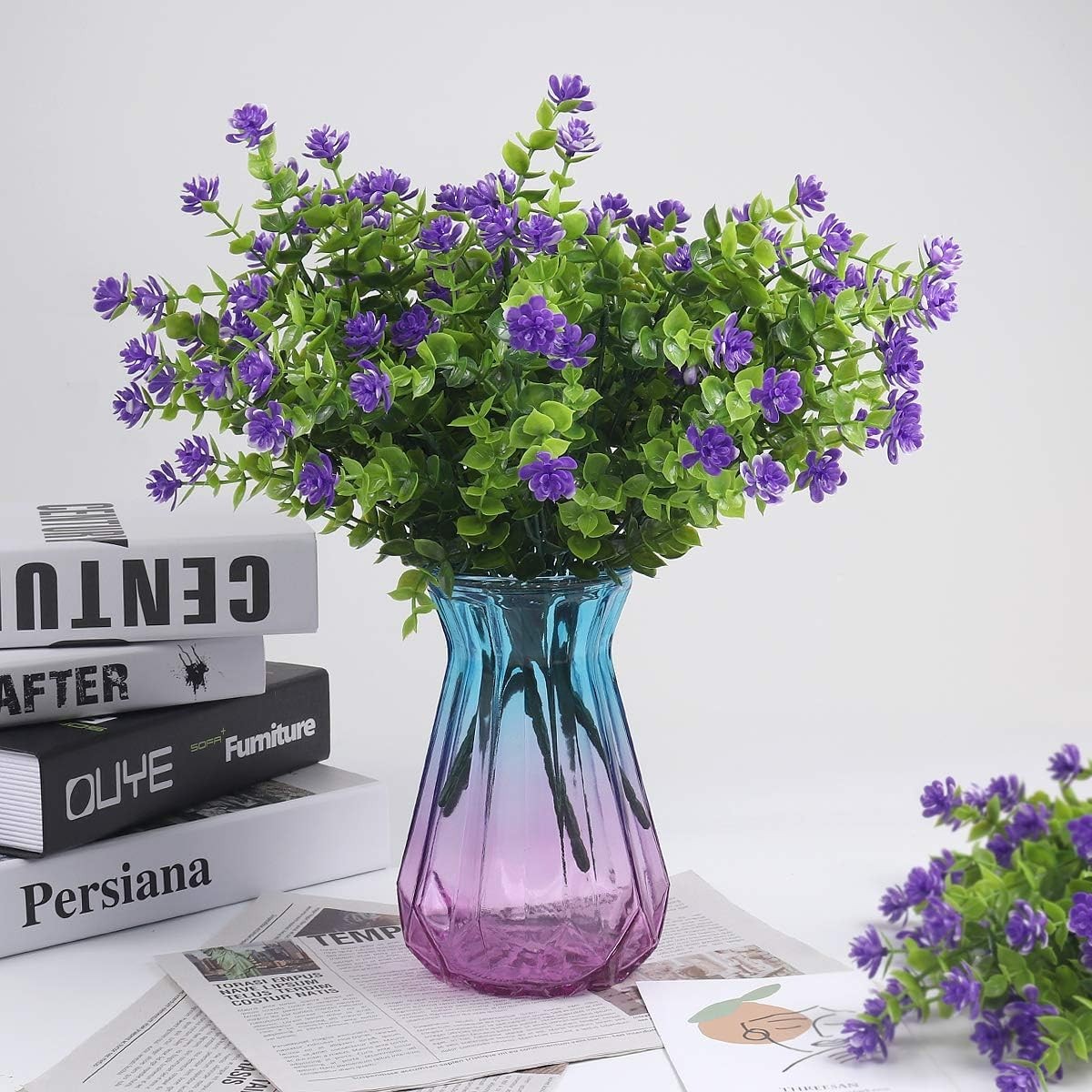 Vibrant 8-Branch Purple Eucalyptus Flowers – Carefree Indoor/Outdoor Use