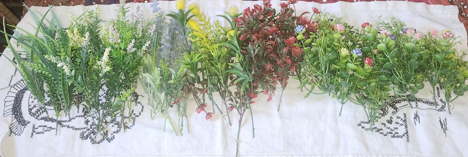 Vintage Plastic Flowers/ Greenery Large LOT MIXED