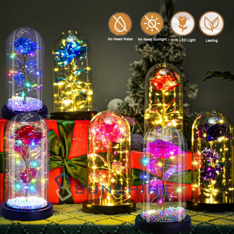 LED Eternal Galaxy Rose in Glass Forever Enchanted Flower Birthday Valentines