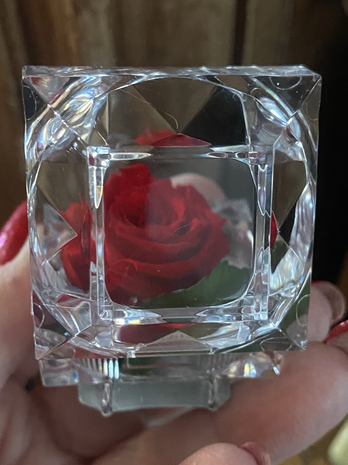 Preserved Rose Real Forever Rose in Mini Clear Ring Box, Eternal RED Rose NEW