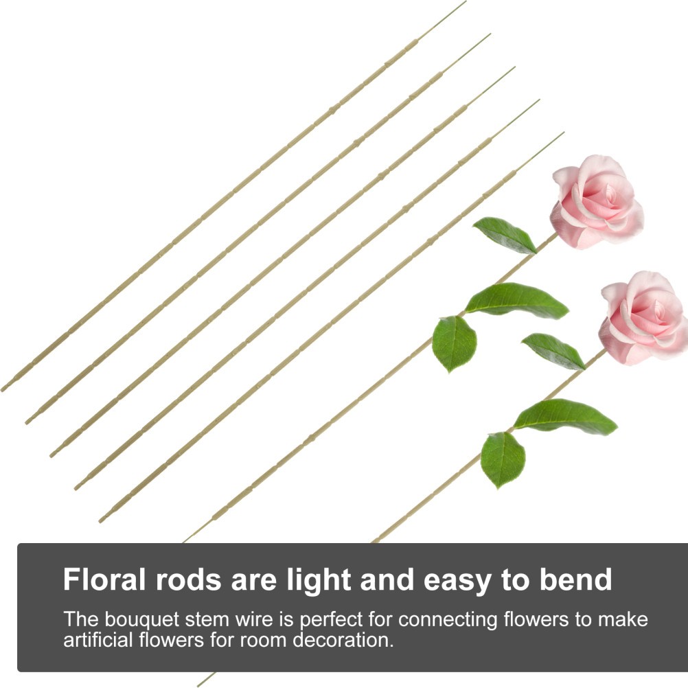 10Pcs Reusable Artificial Flower Stems DIY Floral Rods Green Plastic Wire