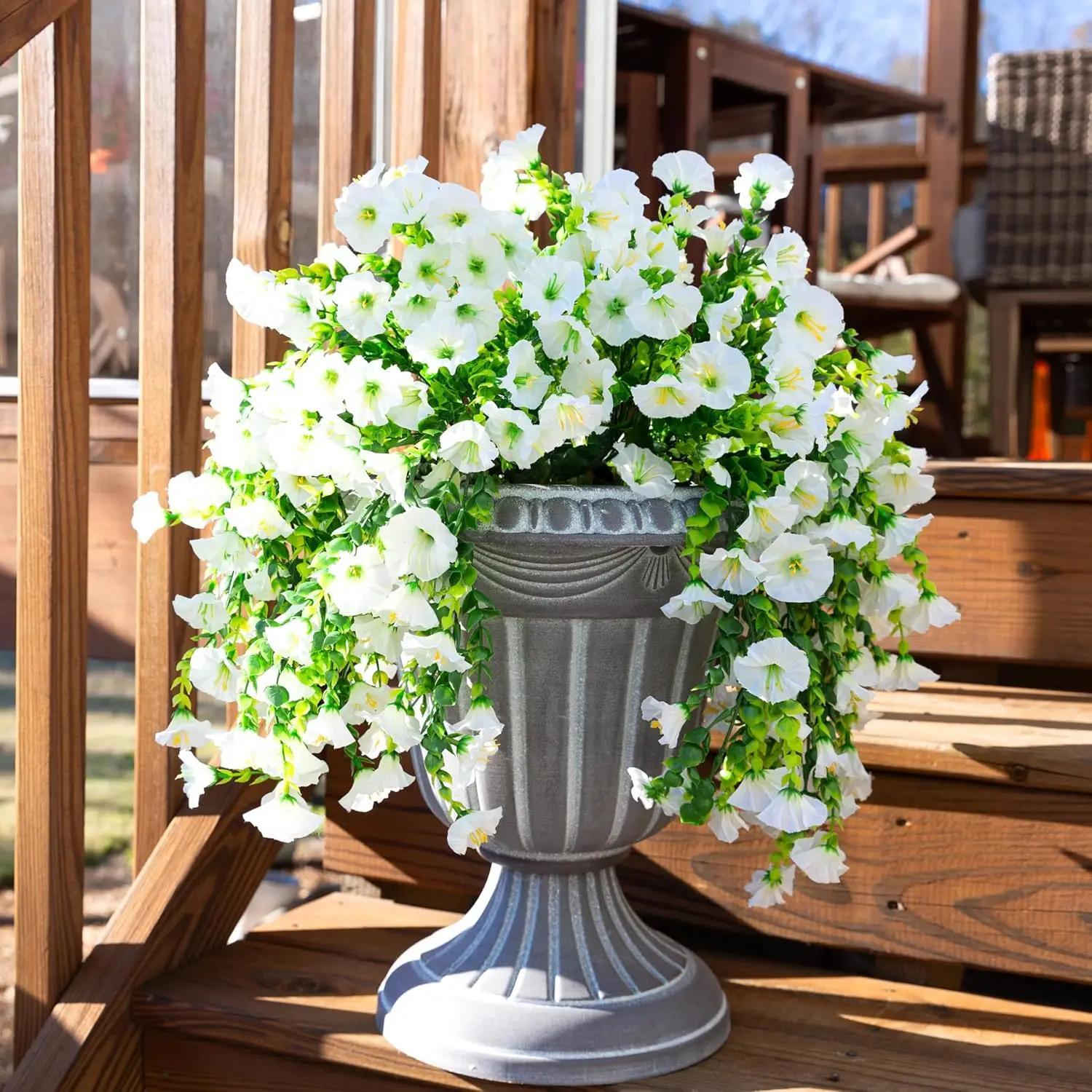“Faux Silk Morning Glory Flowers – UV Resistant Hanging Plants for Patio Decor”