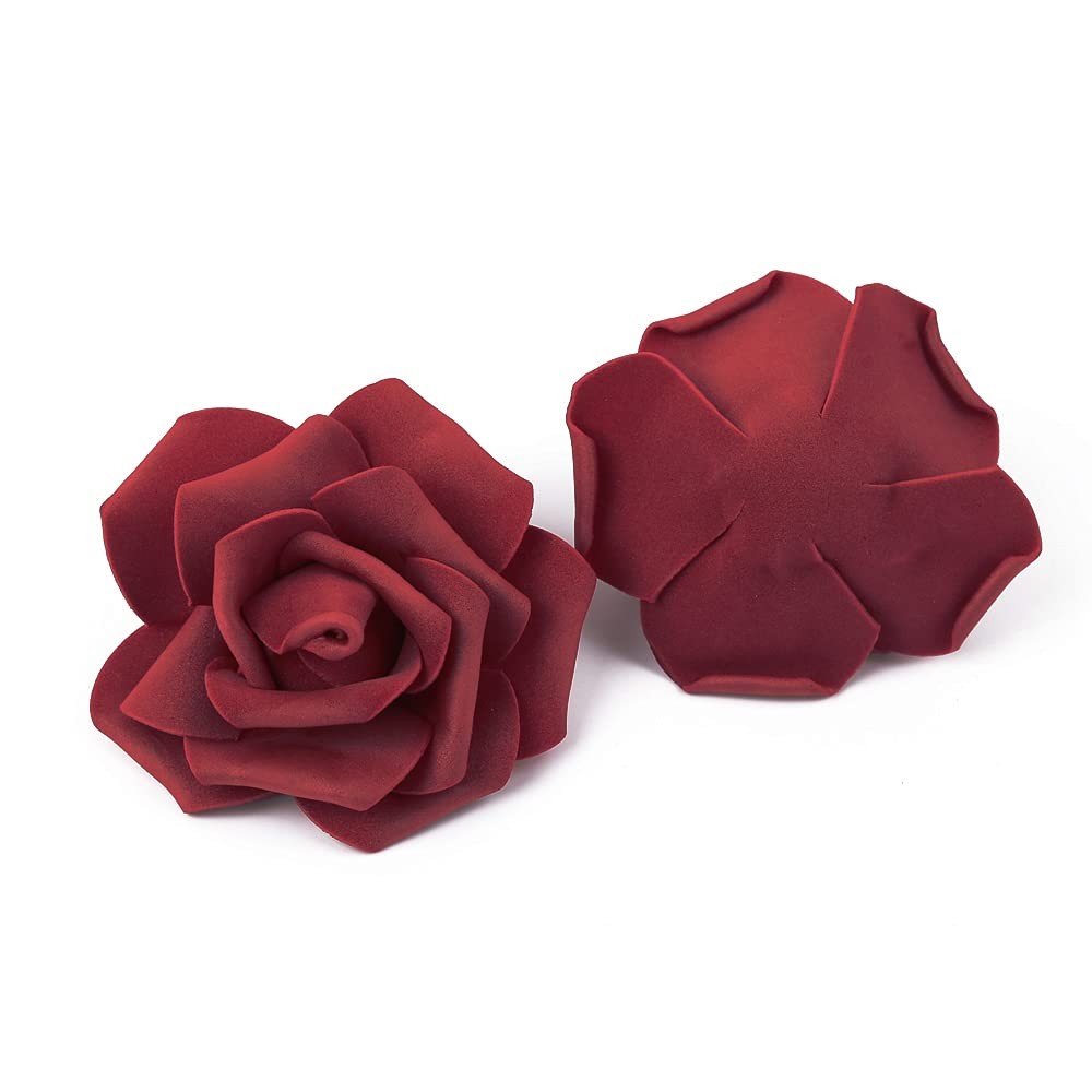 100 PCS Artificial Rose Flowers Foam Bulk Burgundy Fake Heads DIY