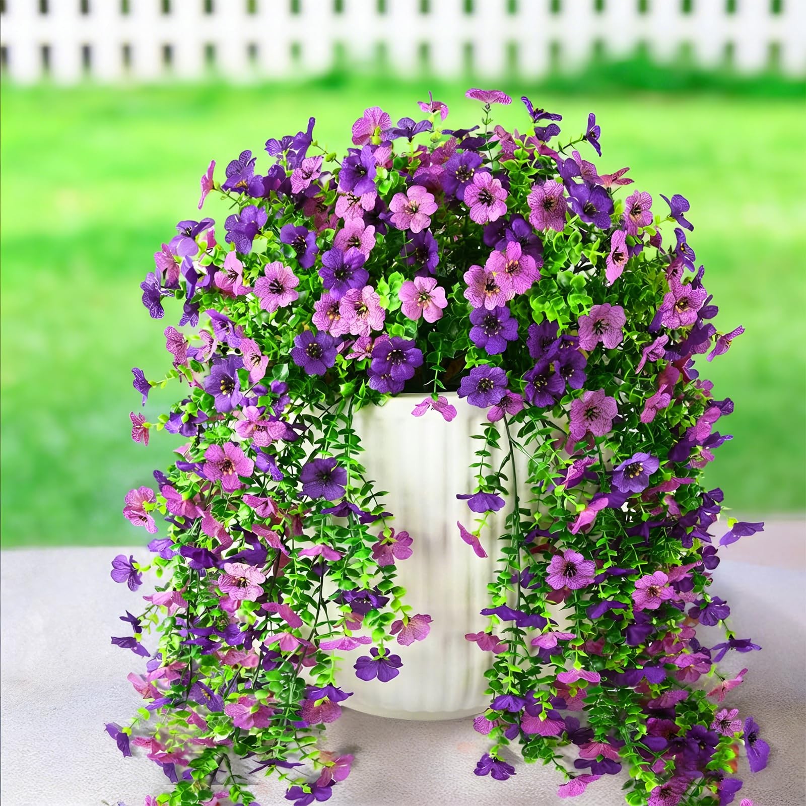 Artificial Flowers for Outdoors, 2PCS Spring Floral Arrangements with Faux Si…