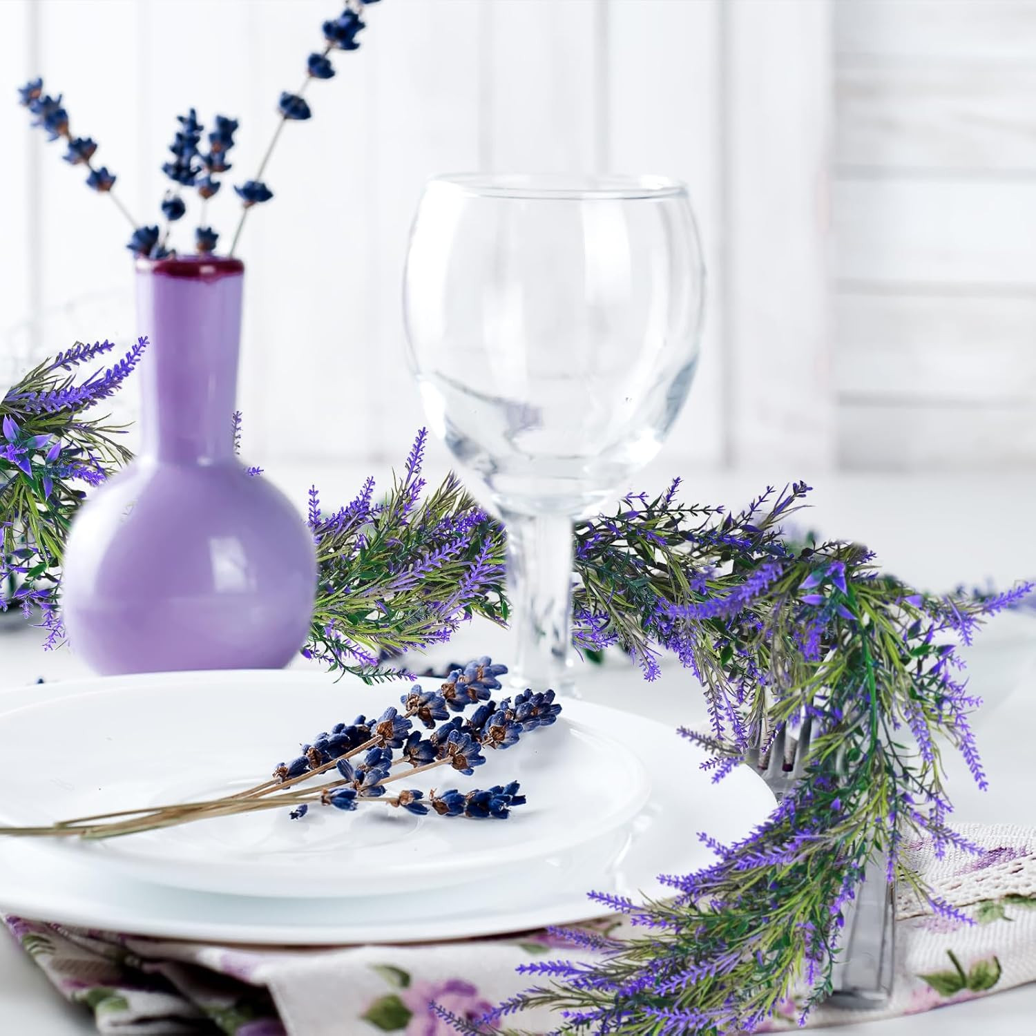 6Ft Purple Lavender Artificial Garland Decor, Spring Summer All Year Lavender De