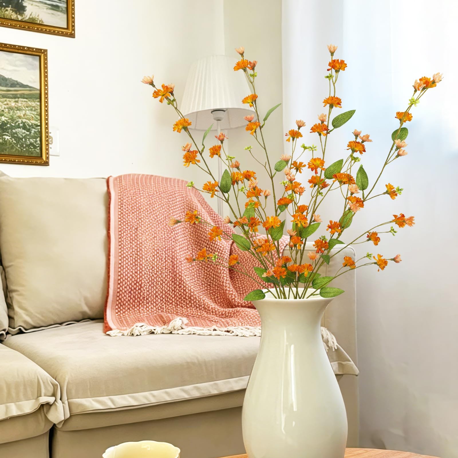 4Pcs Artificial Wildflowers with Stems Bulk 39″ Faux Flowers Long Stem for Ta…