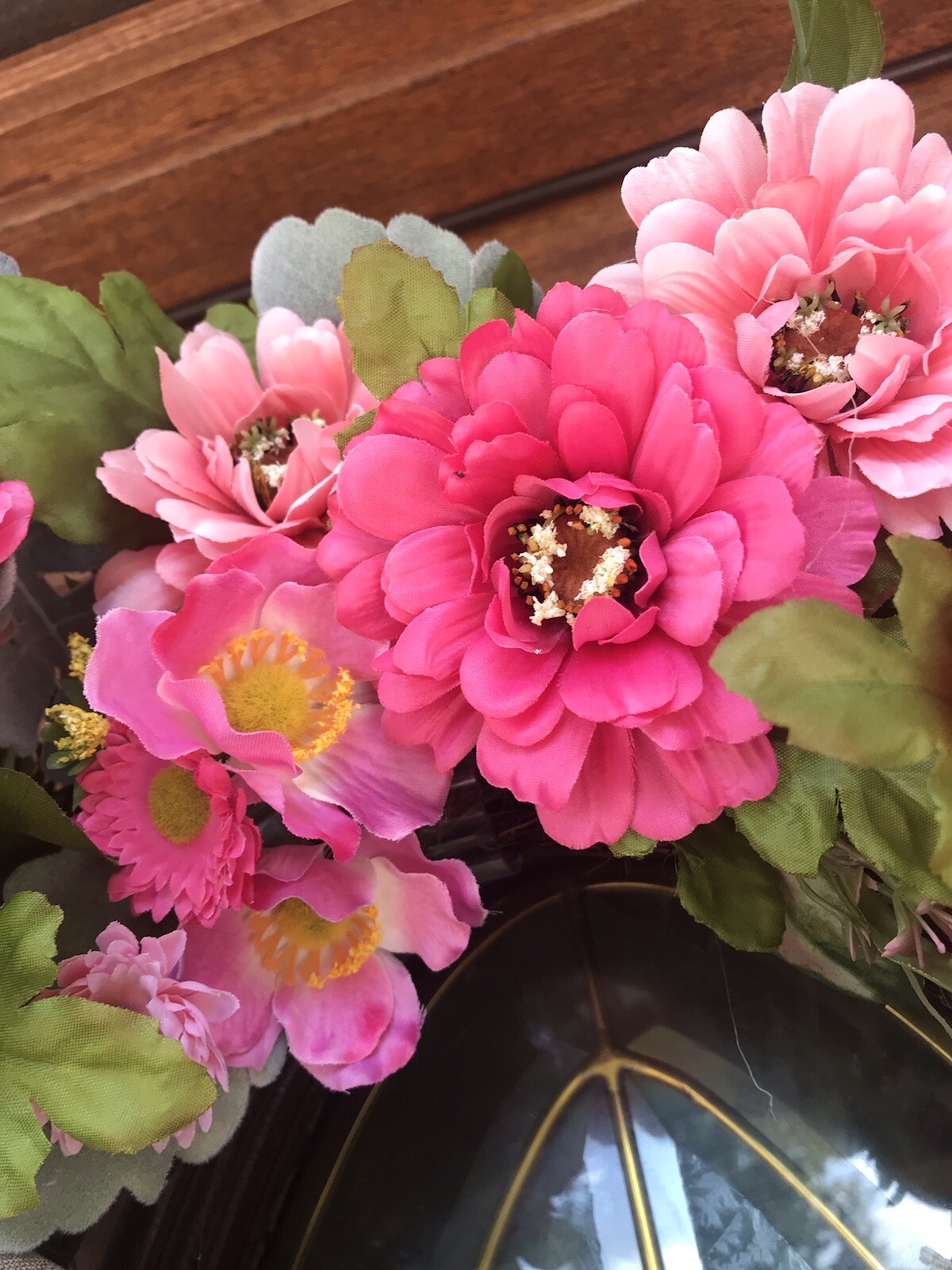 20” Pink Zinnia Wreath For Year Round Use free shipping