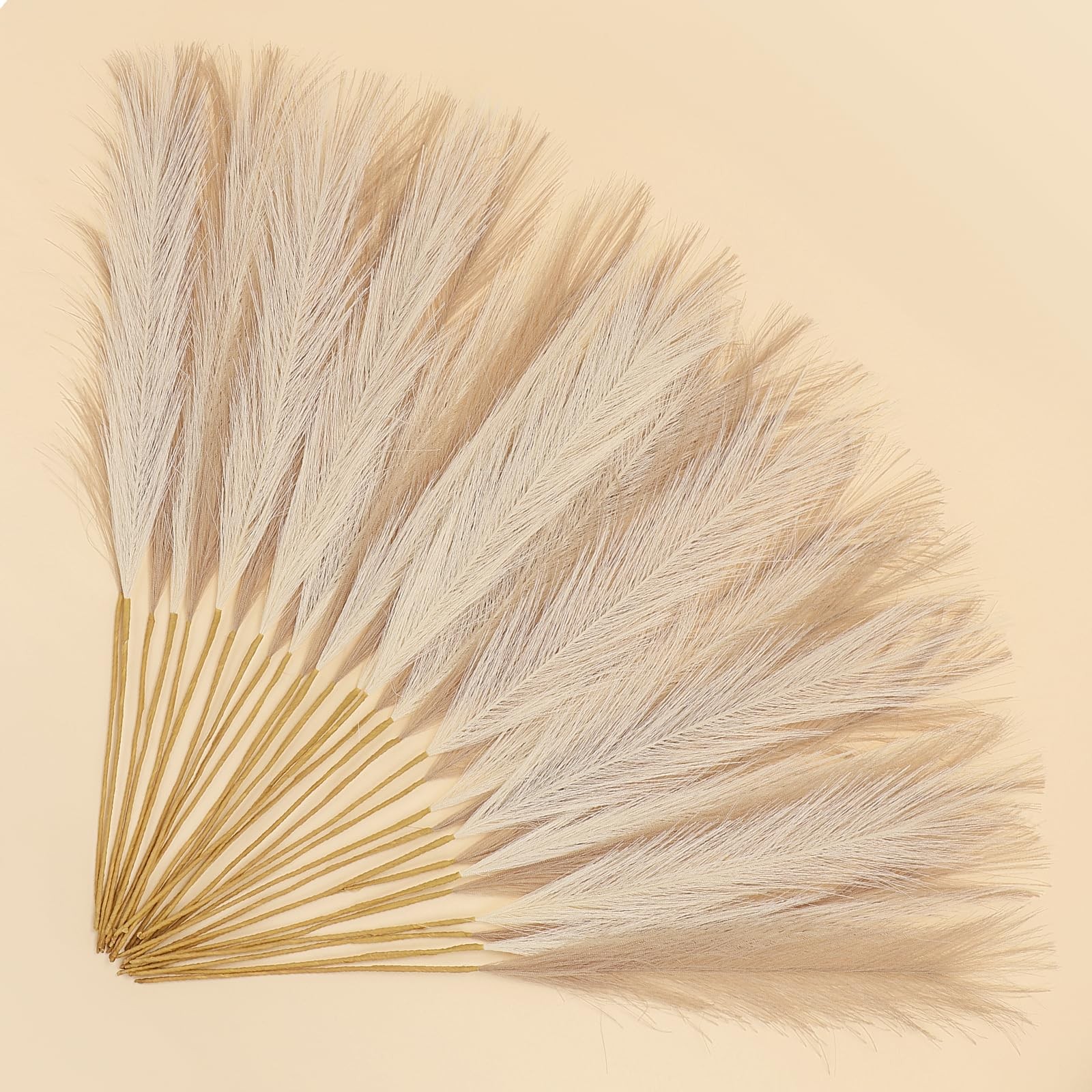 30 PCS 21.7 Inch Fluffy Faux Short Brown Pampas Grass Vase Filler Decor