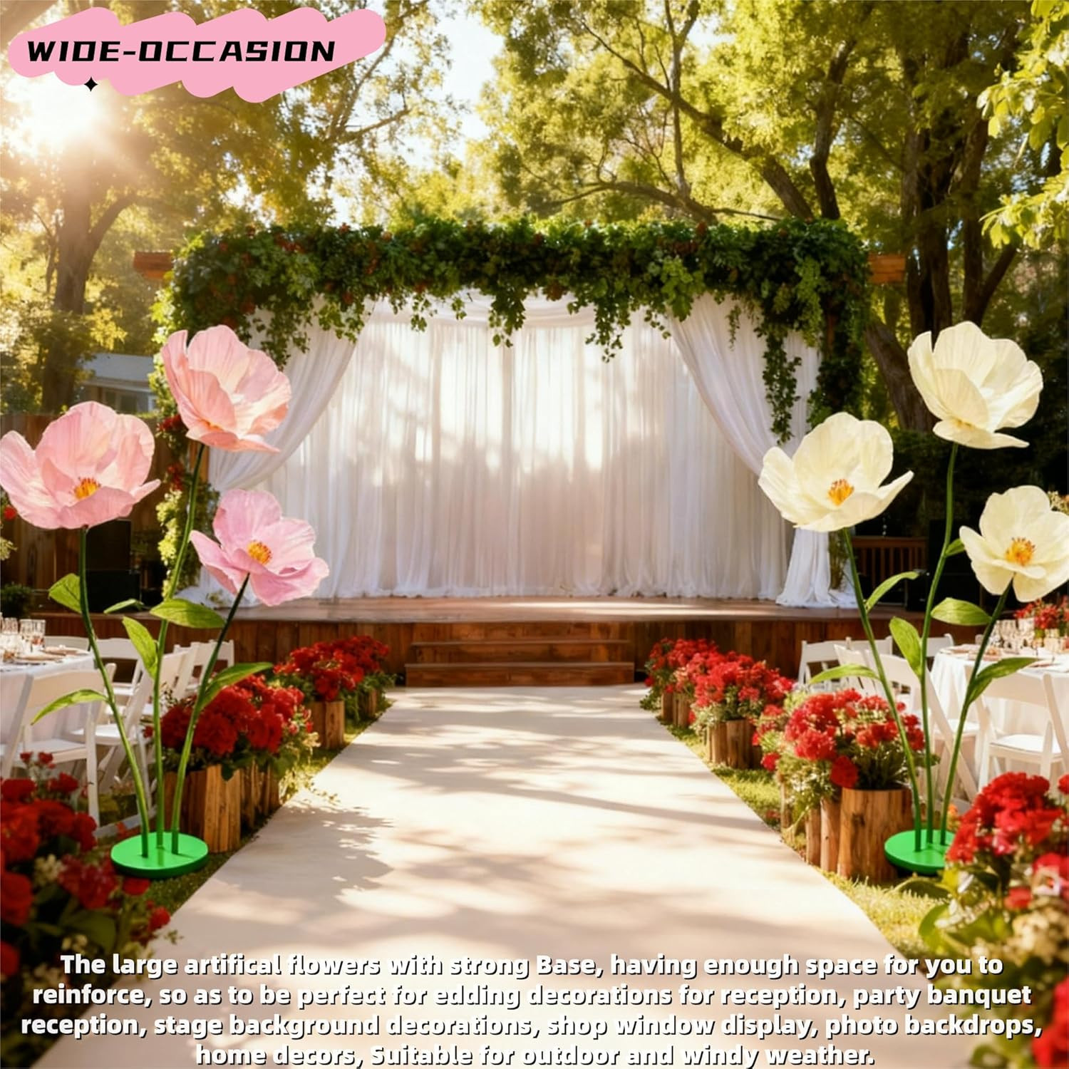 Giant 5.57 Ft Pink Artificial Flower Set for Weddings & Home Decor